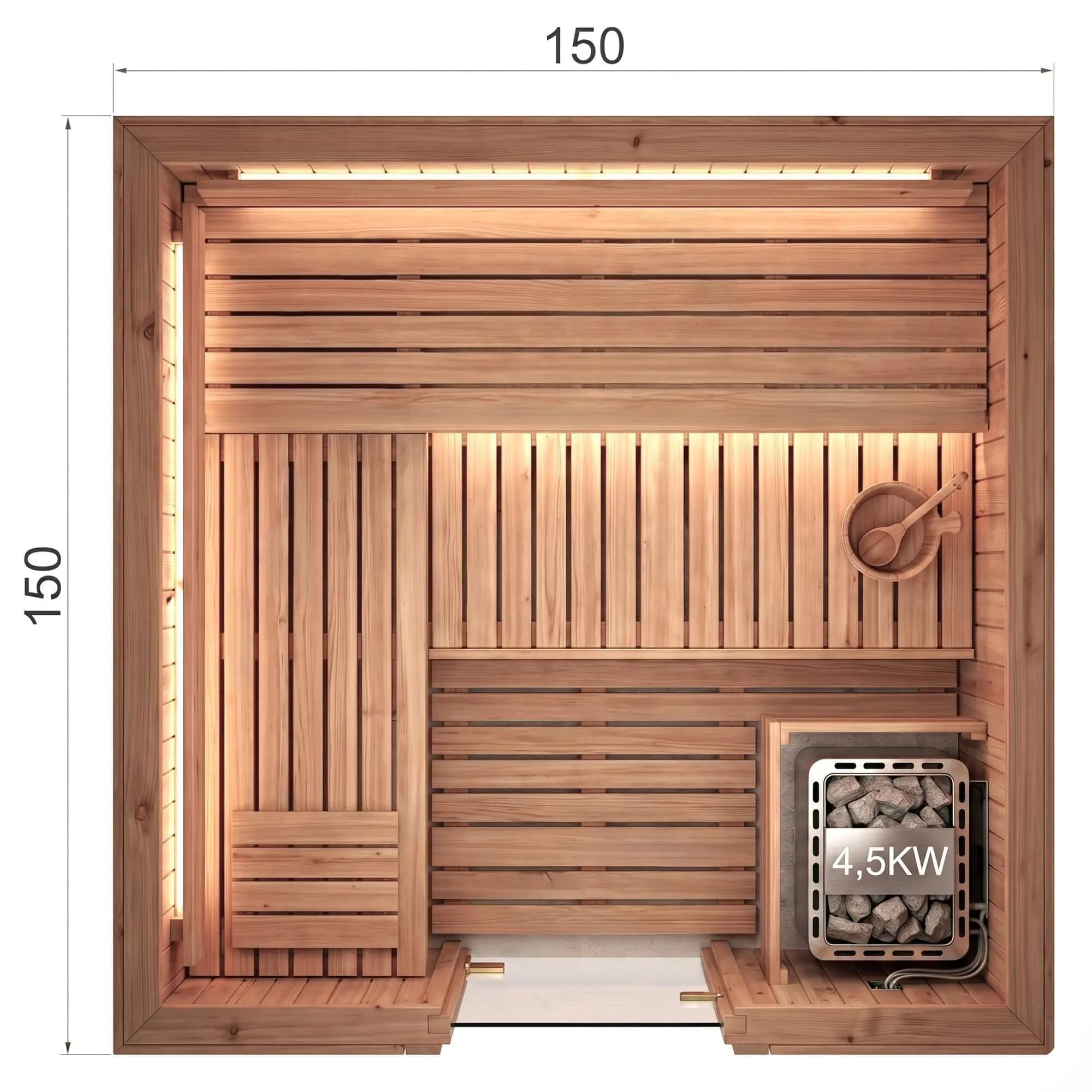 Sauna finlandesa interior Panorama 4 plazas 4500W 5/8