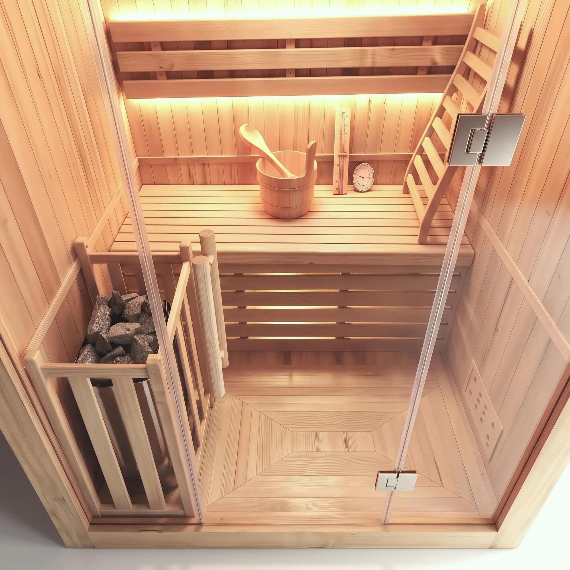 Sauna finlandesa interior Panorama 3 plazas 3500W 3/8
