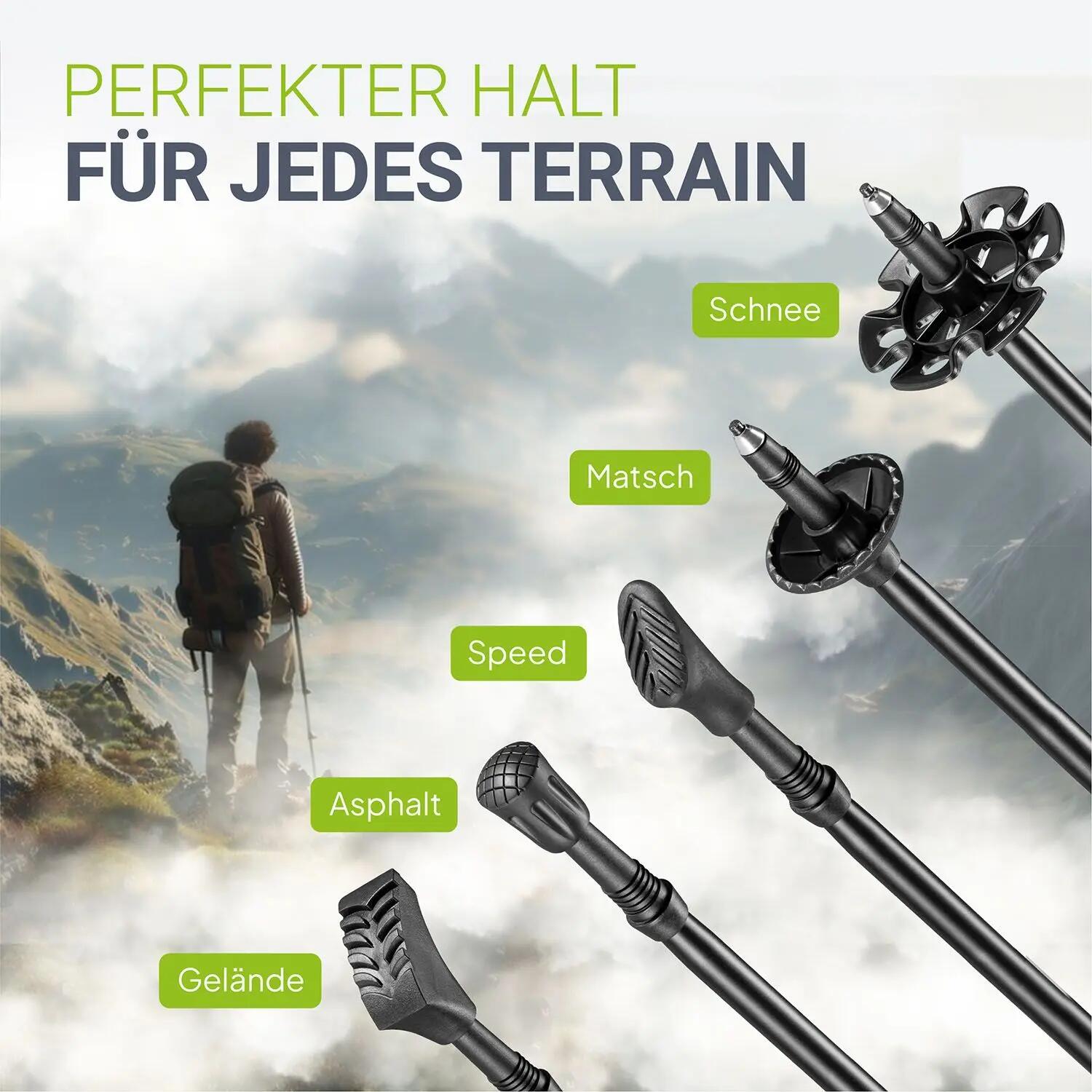 JUSKYS Nordic Walking Stöcke Alu Teleskop leicht & ausziehbar 5/7