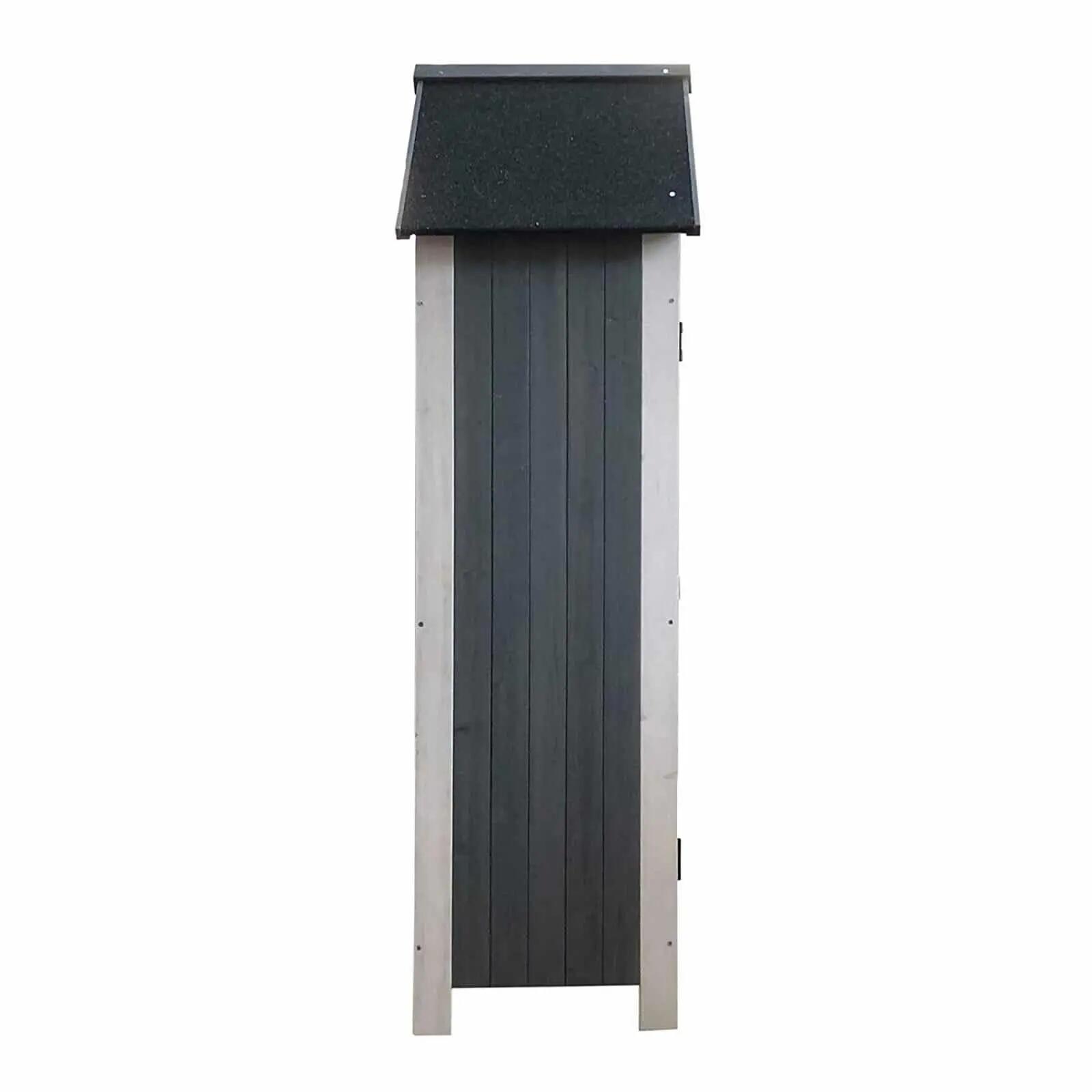 Armario Multiusos para Jardín Gardiun Kylie Gray 54x77x179 cm en Madera con Puer 3/4