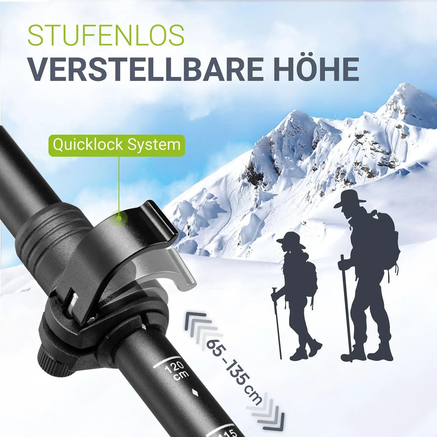 JUSKYS Nordic Walking Stöcke Alu Teleskop leicht & ausziehbar 3/7
