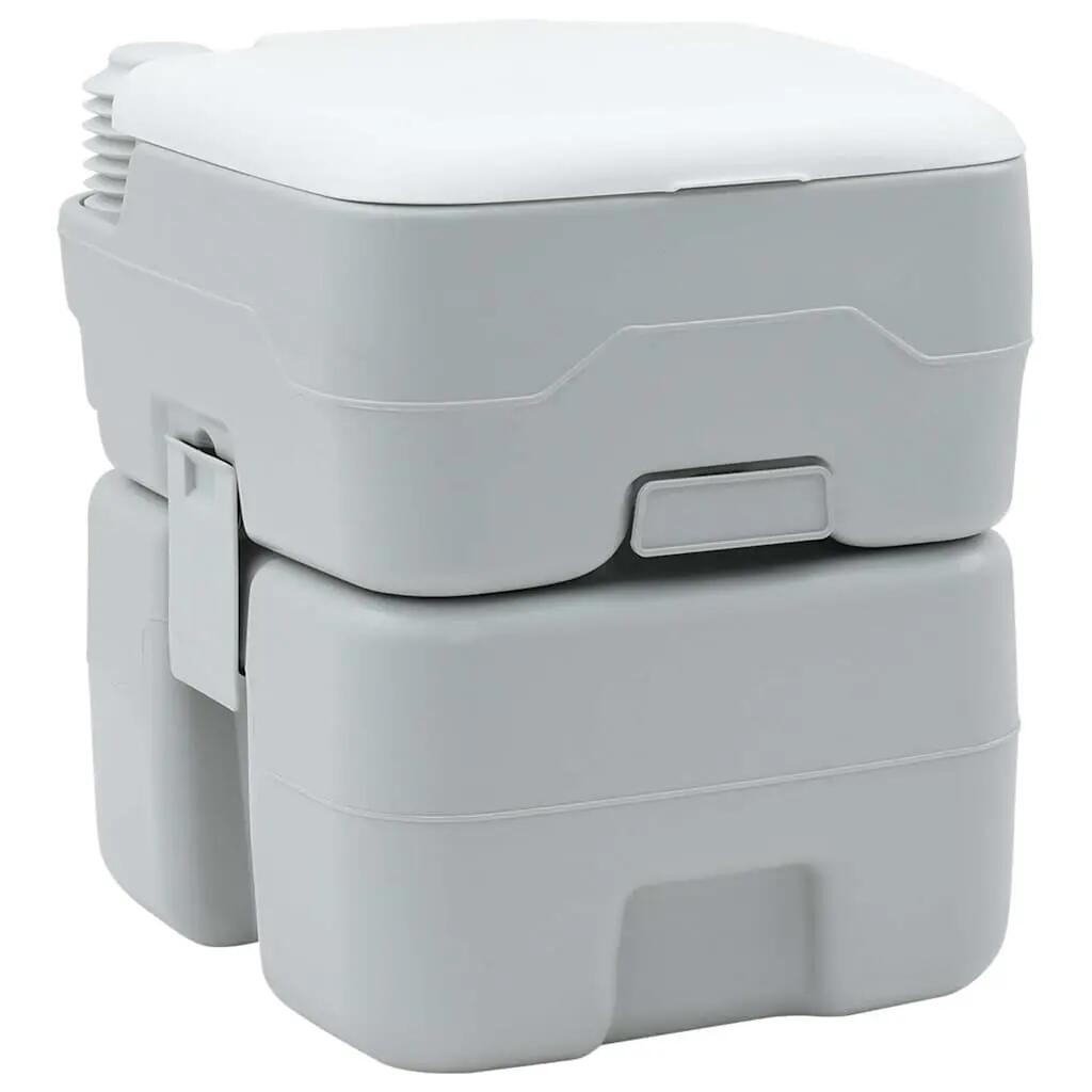 Toilette de camping portable VidaXL polyéthylène grise et blanche 1/1