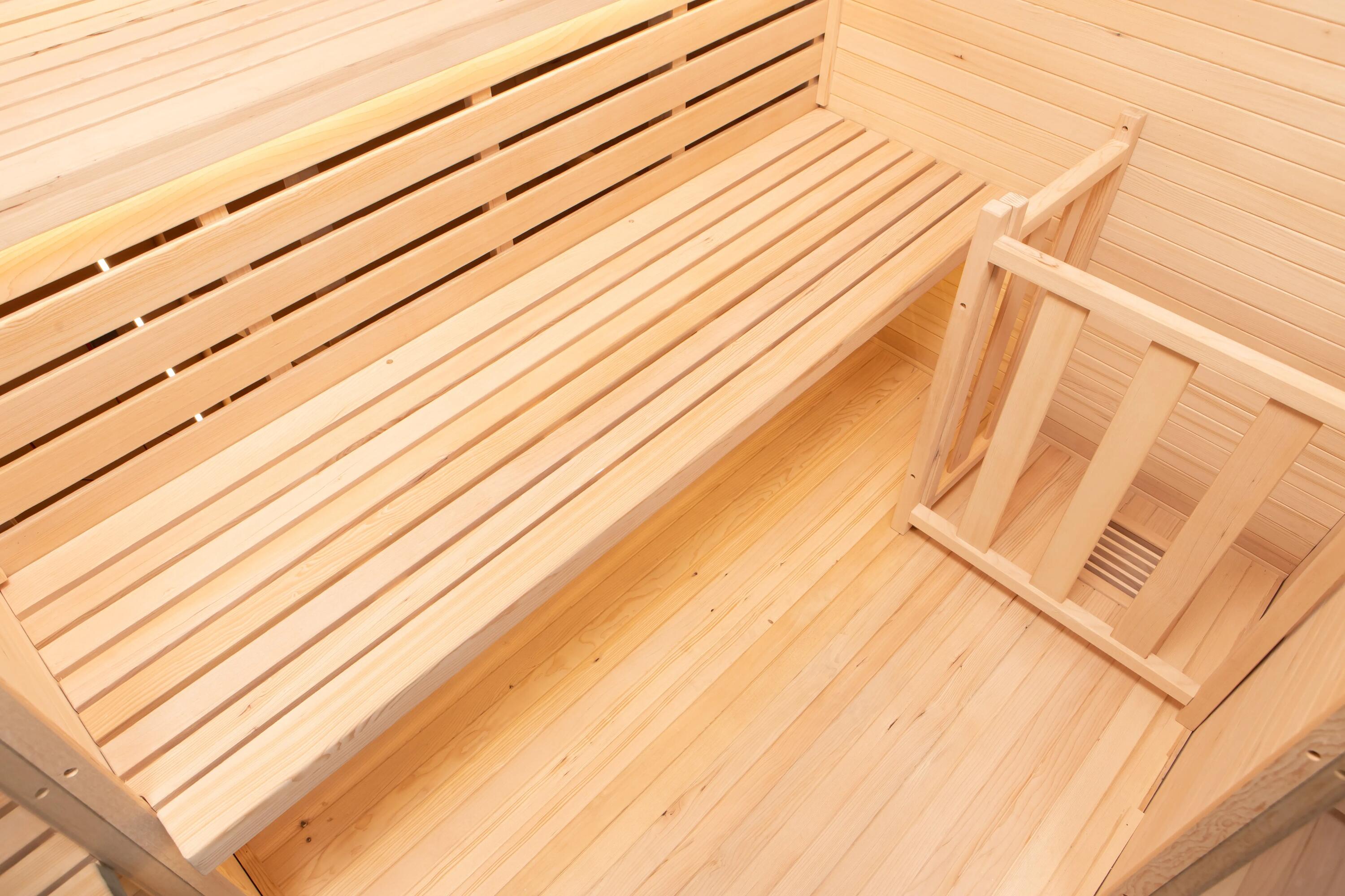 Sauna finlandesa interior Sense 3 lugares panorâmico de canto Harvia 4,5 kW 3/8