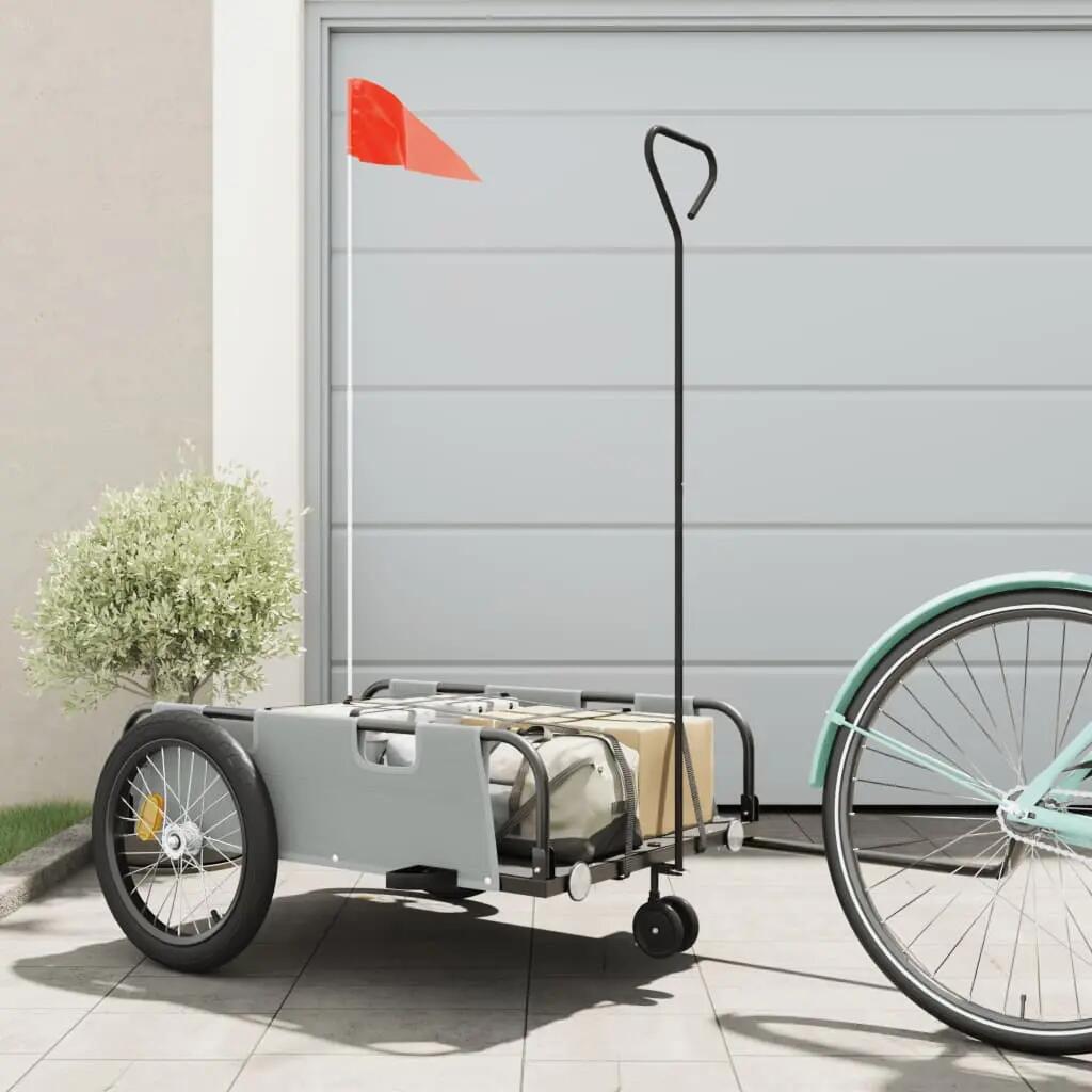 Remorque vélo cargo Oxford fer 45 kg avec drapeau sécurité VidaXL 1/1