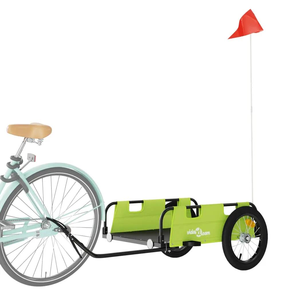 VidaXL remorque vélo tissu Oxford et fer peint vert 3/3