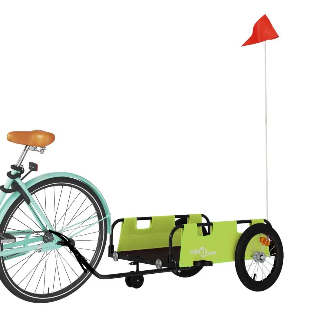 vidaXL Remorque vélo, tissu Oxford et fer peint, vert 3/3