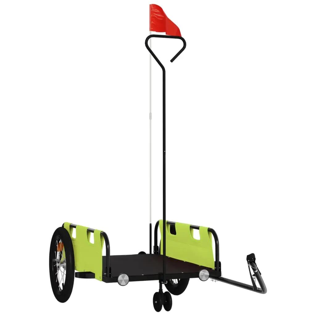 vidaXL Remorque vélo, tissu Oxford et fer peint, vert 2/3