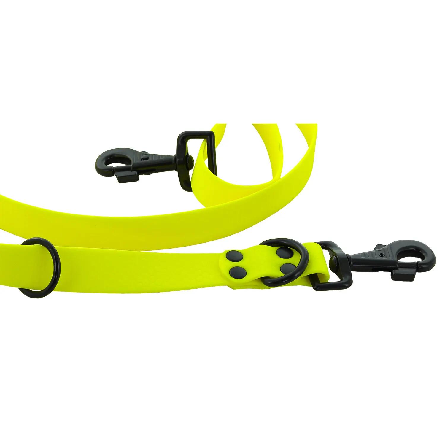 LAISSE CANIHUNT MADE IN FRANCE HEXA 150CM MULTIFONCTION JAUNE 2/6