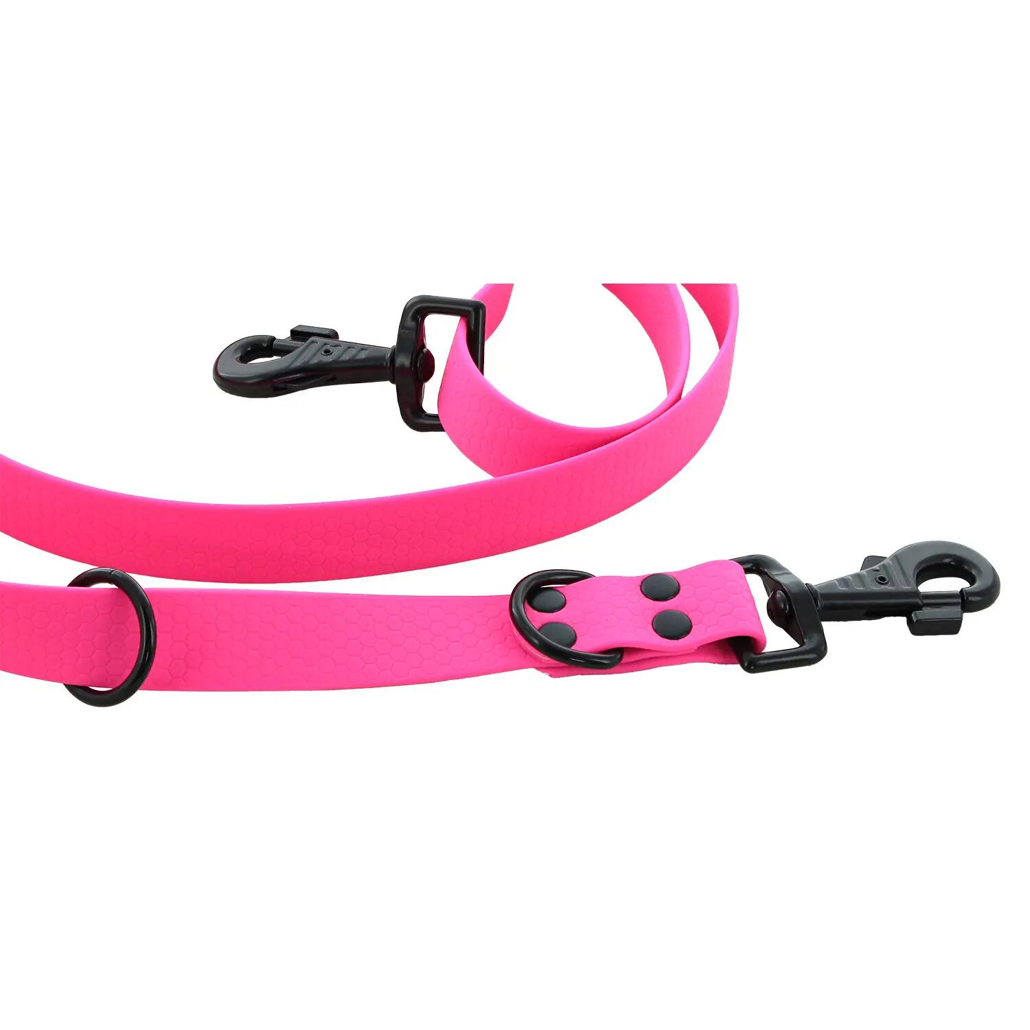 LAISSE CANIHUNT MADE IN FRANCE HEXA 150CM MULTIFONCTION ROSE 2/6