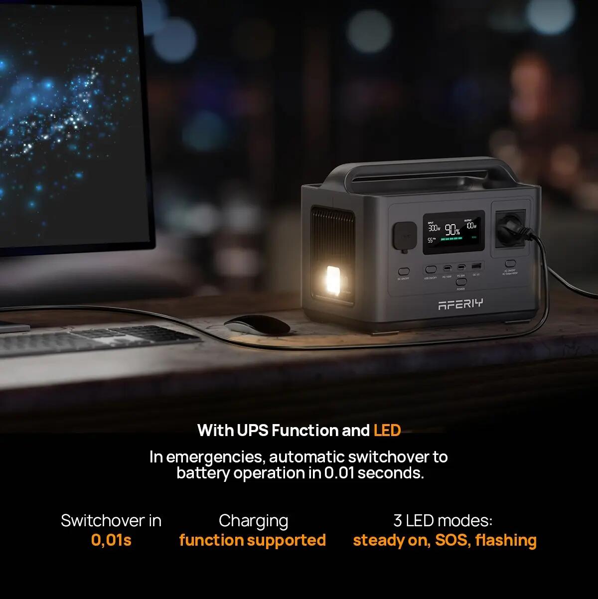Générateur électrique portable - AFERIY - 400W 256Wh - Batterie LFP - AC 100W 5/7