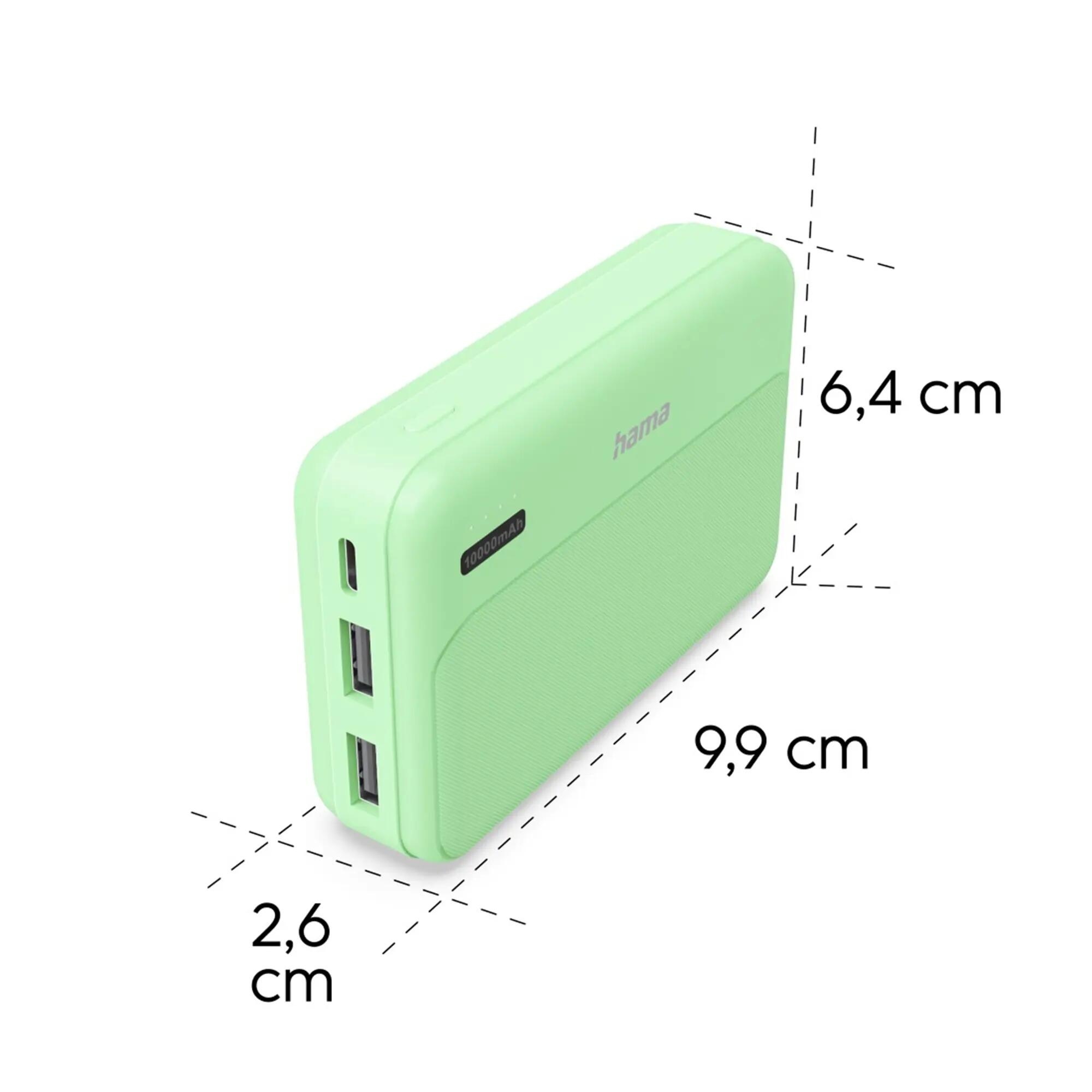 HAMA Power Pack Pocket 10, 10000 mAh, USB-A, Grün 5/5