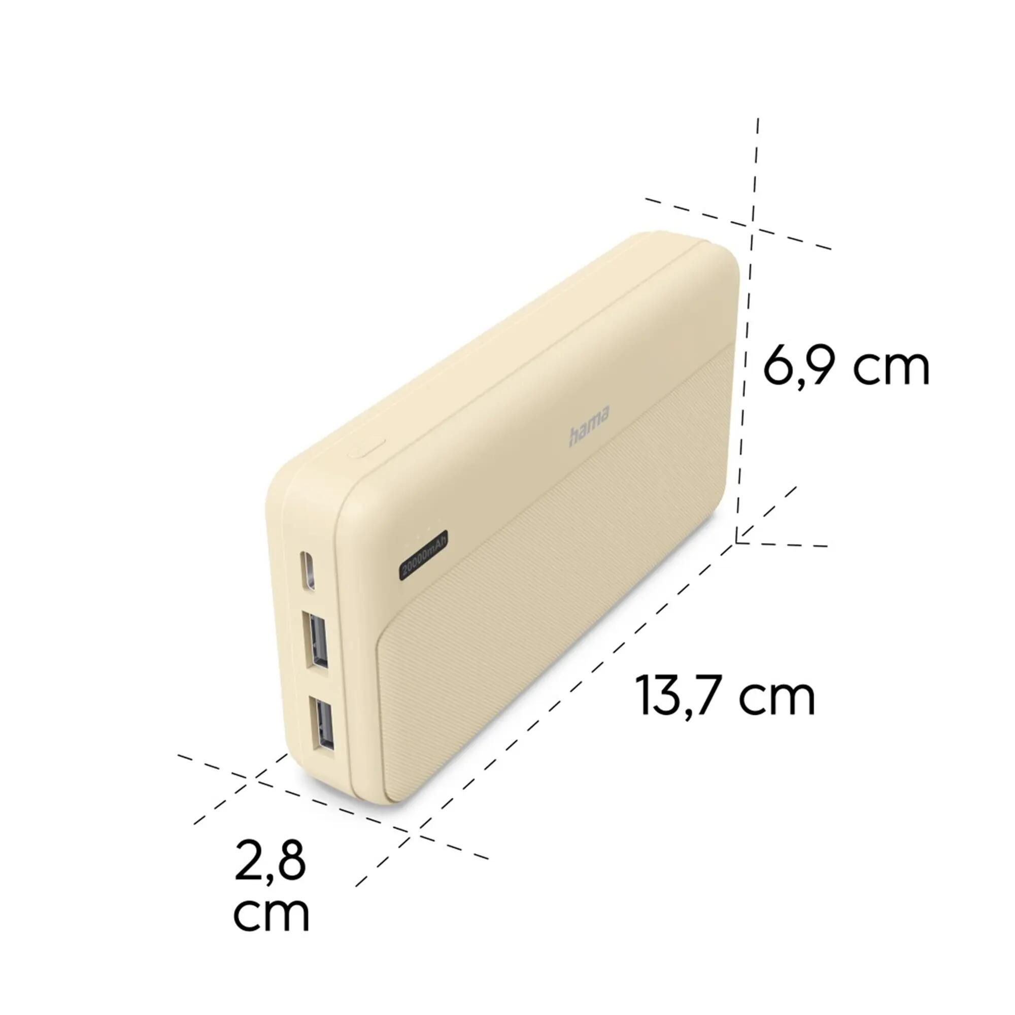 HAMA Power Pack Pocket 20, 20000 mAh, USB-A, Sand 5/5