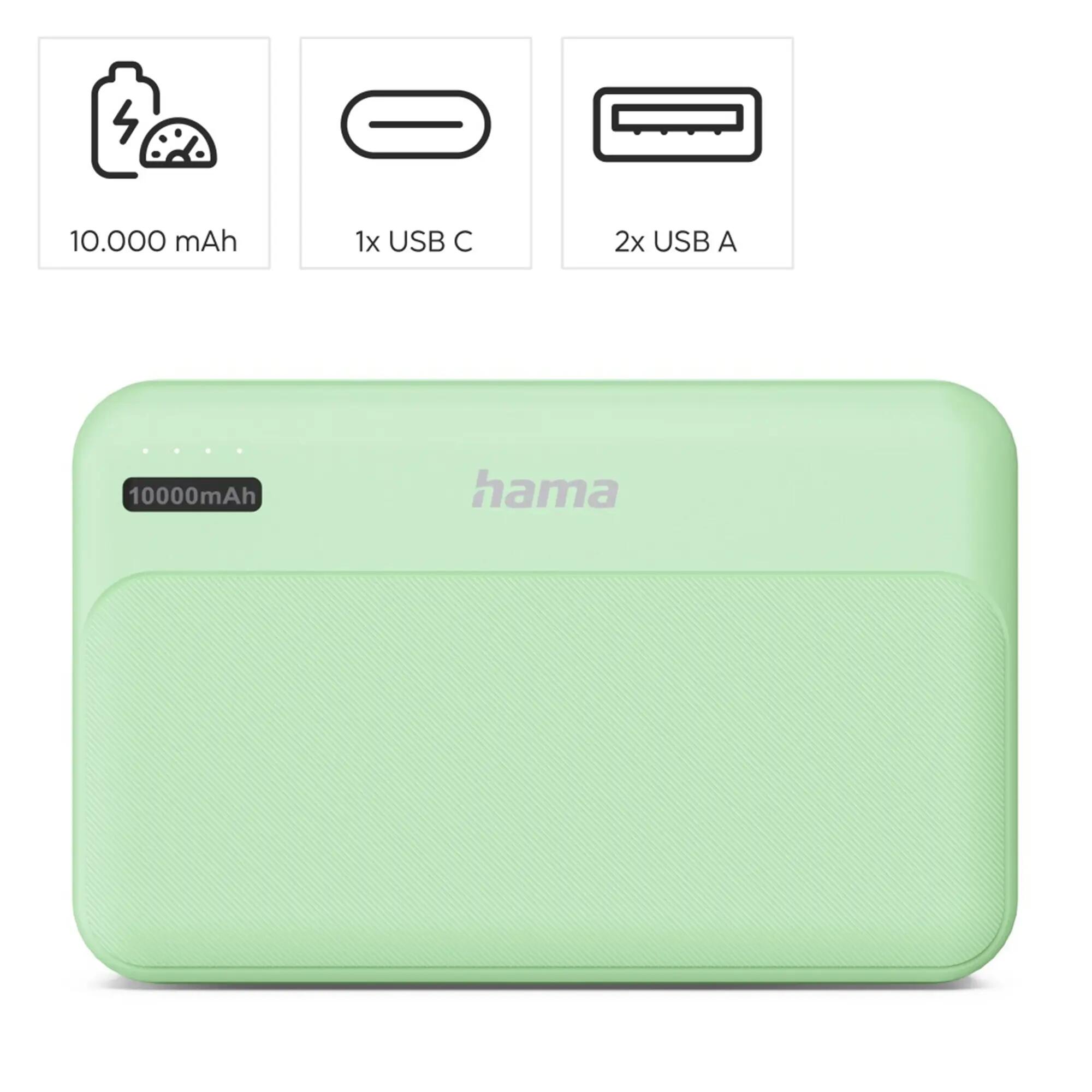 HAMA Power Pack Pocket 10, 10000 mAh, USB-A, Grün 2/5