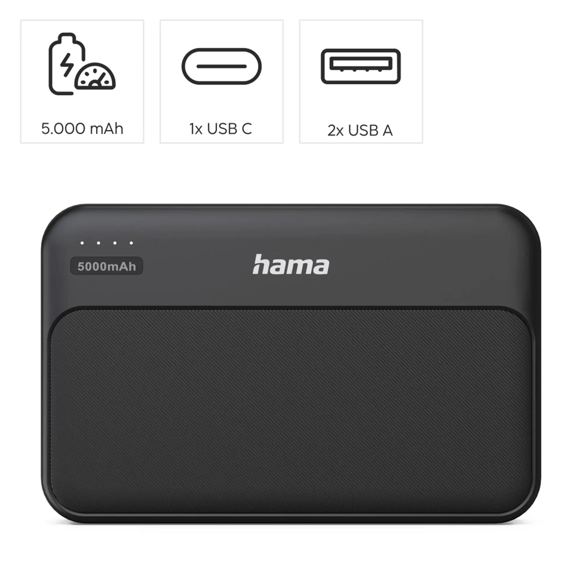 HAMA Power Pack Pocket 5, 5000 mAh, USB-A, Grau 2/5