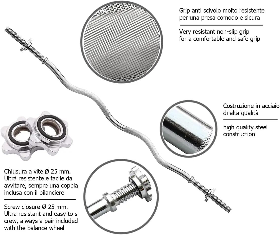 [Verchromte Curlstange 120 cm] Rutschfest mit Ø25 mm & max. 130 kg 3/6