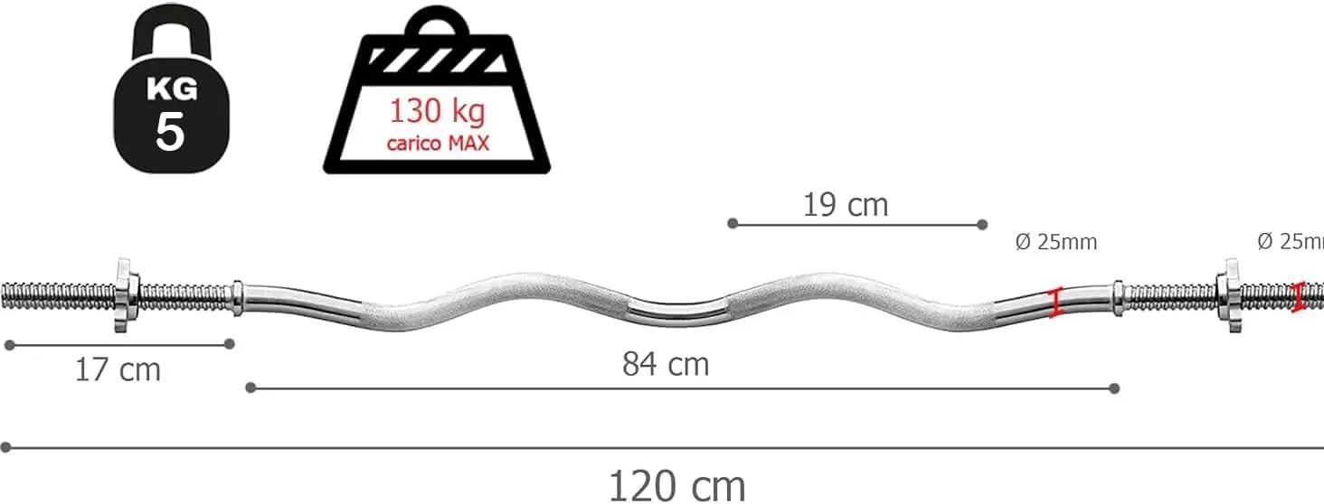 [Verchromte Curlstange 120 cm] Rutschfest mit Ø25 mm & max. 130 kg 2/6