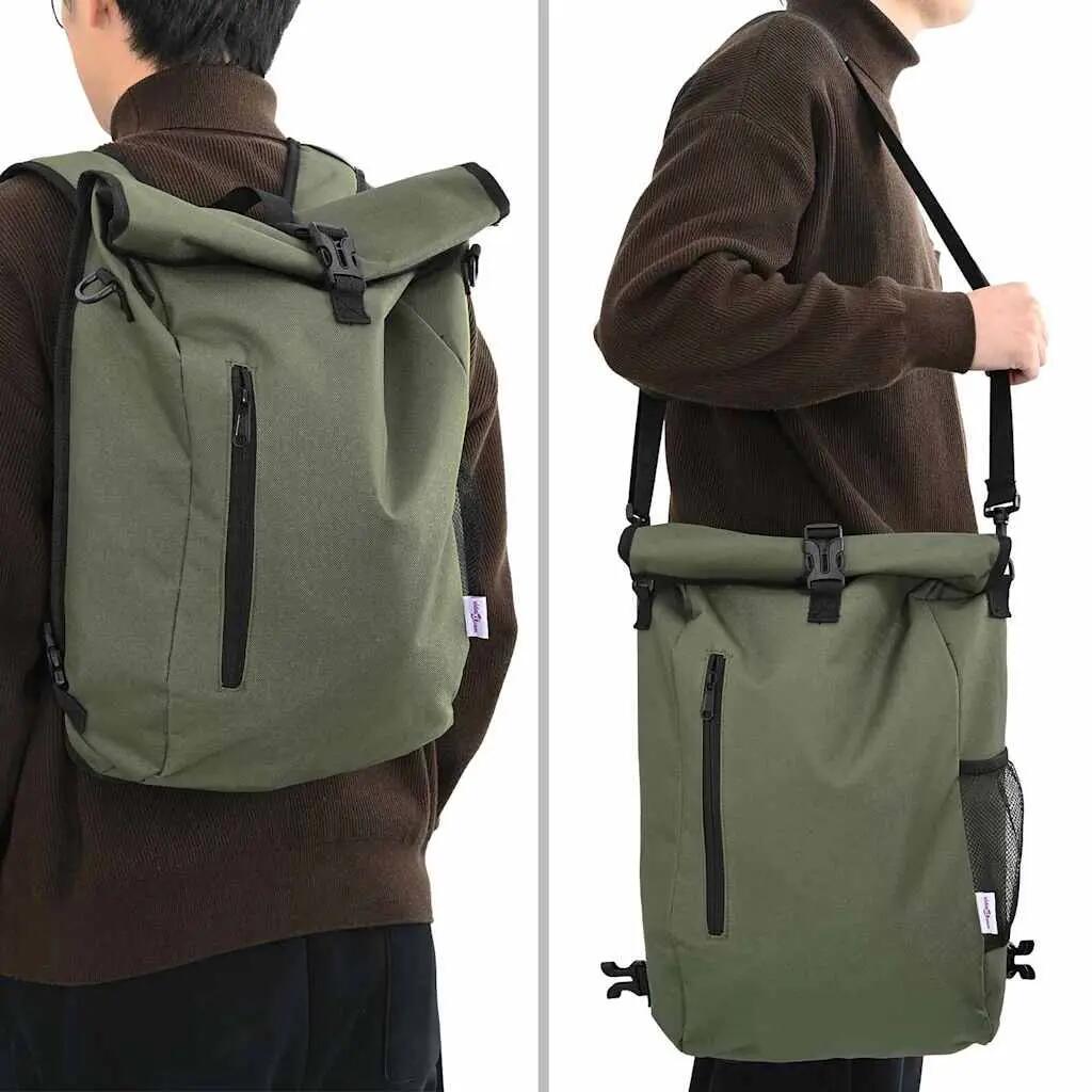 Sac de guidon vélo polyester VidaXL 20 L vert olive 3/4