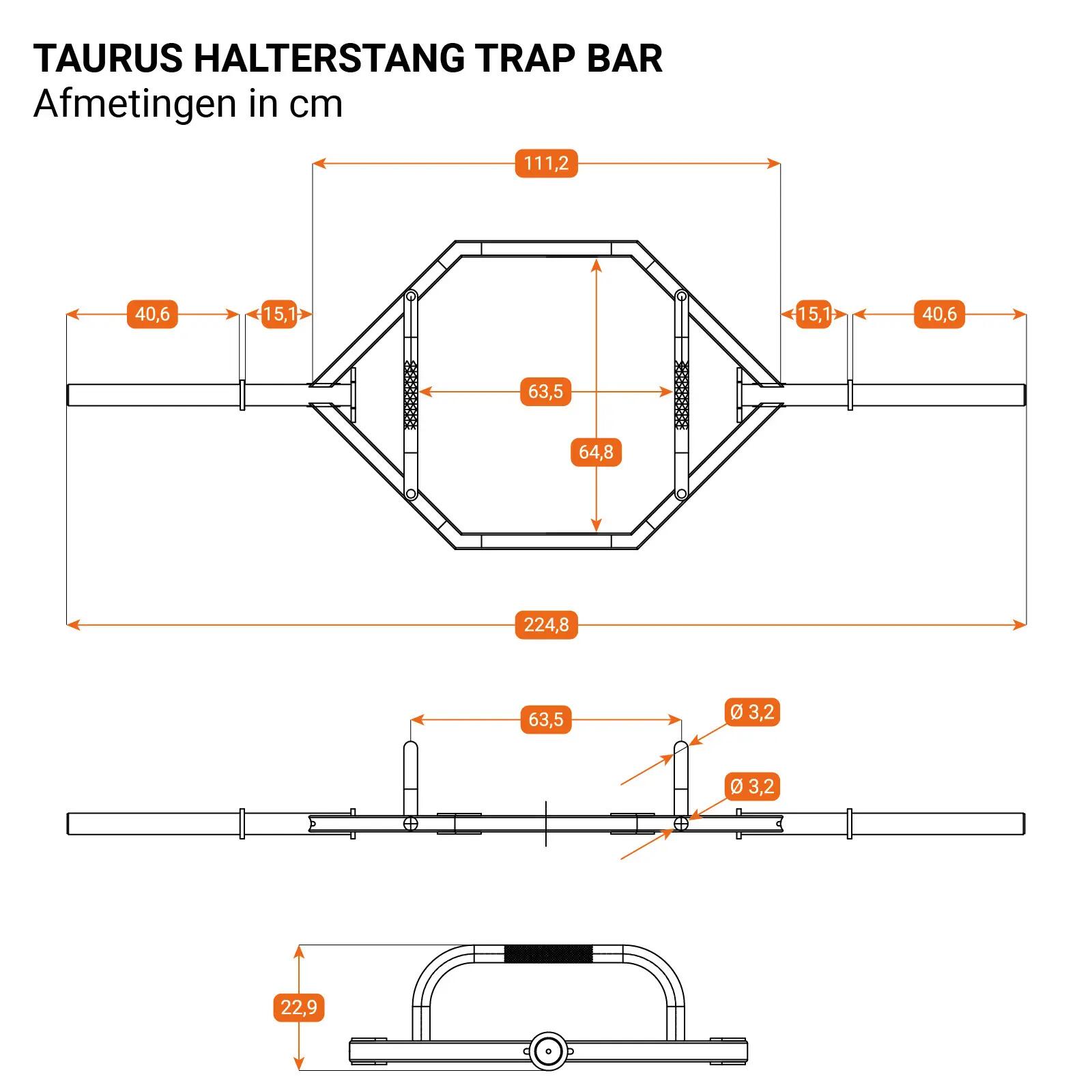 Trap bar - krachttraining - hexagonale vorm - 50 mm - zwart 4/4