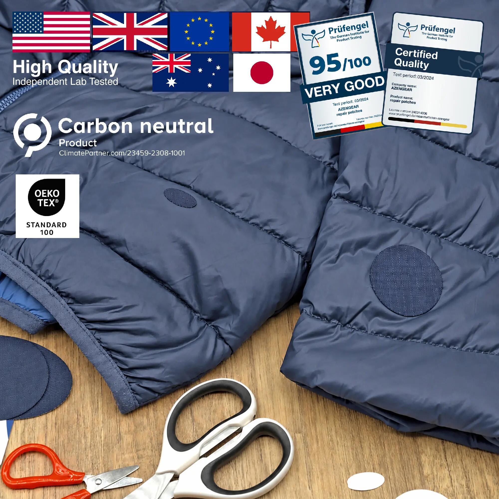 Reparatiepatch donsjas, zelfklevend, waterdicht, tent- en slaapzakreparatie 3/12