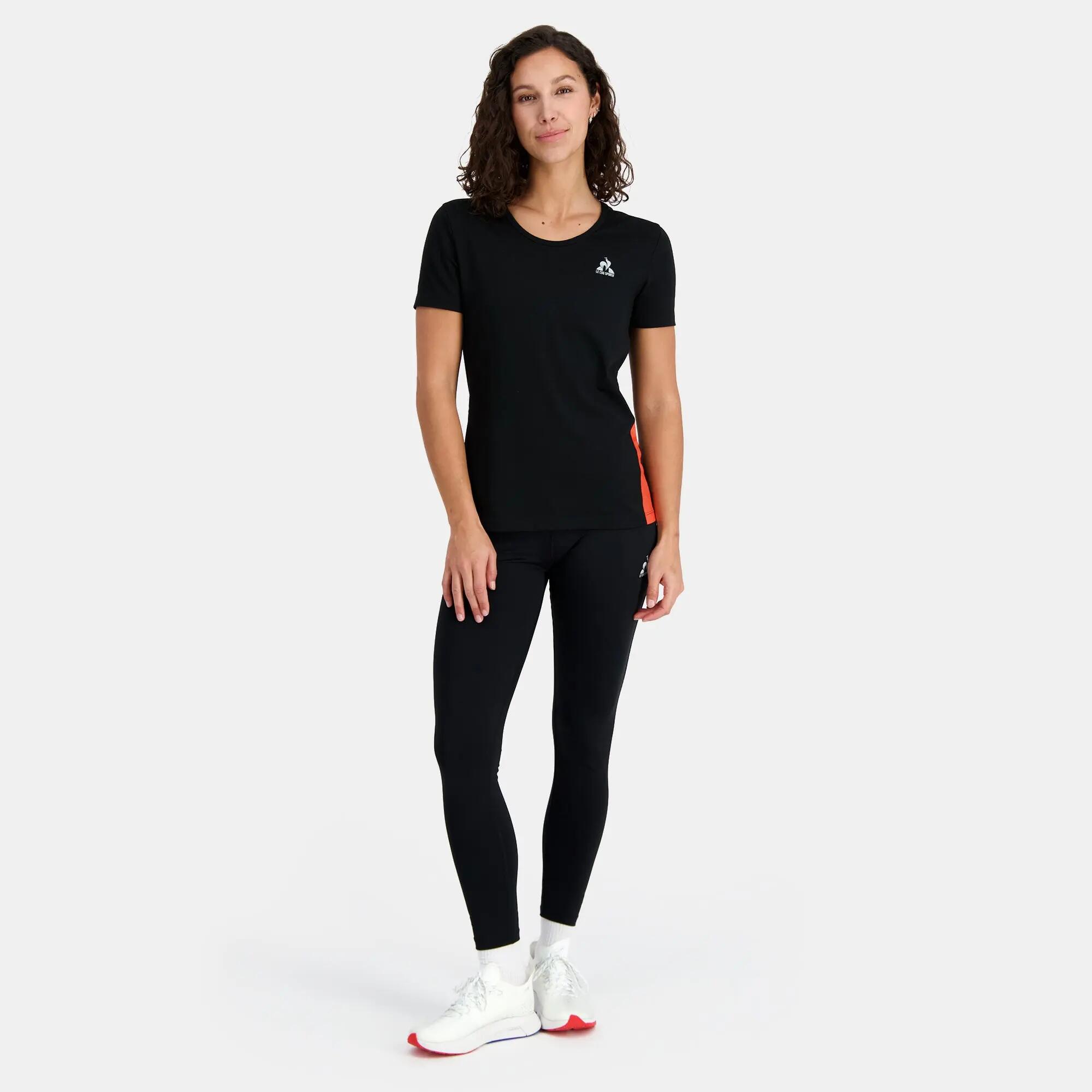 Le Coq Sportif Damen Sport T-Shirt Schwarz Training 6/7
