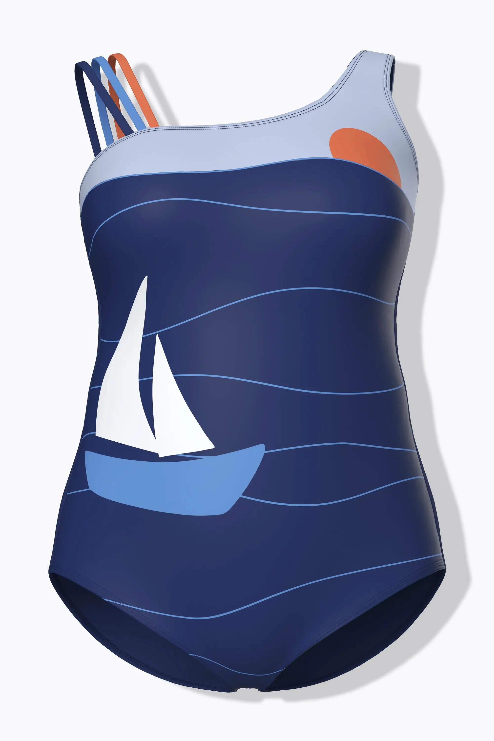 Damen Badeanzug Schiff Softcups Rundhals recycelt 12/13