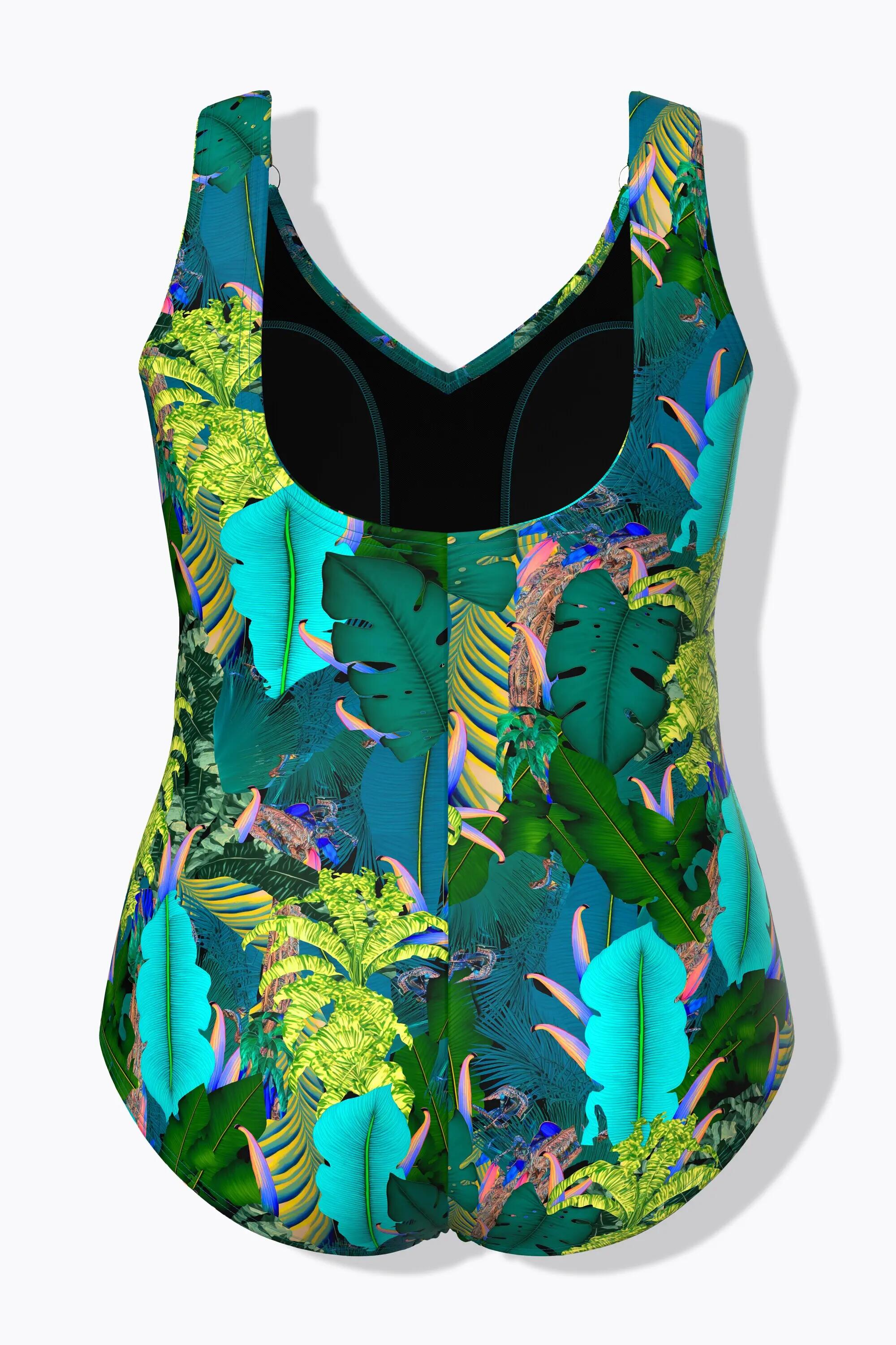Damen Badeanzug Dschungel Raffung Softcups recycelt 13/13