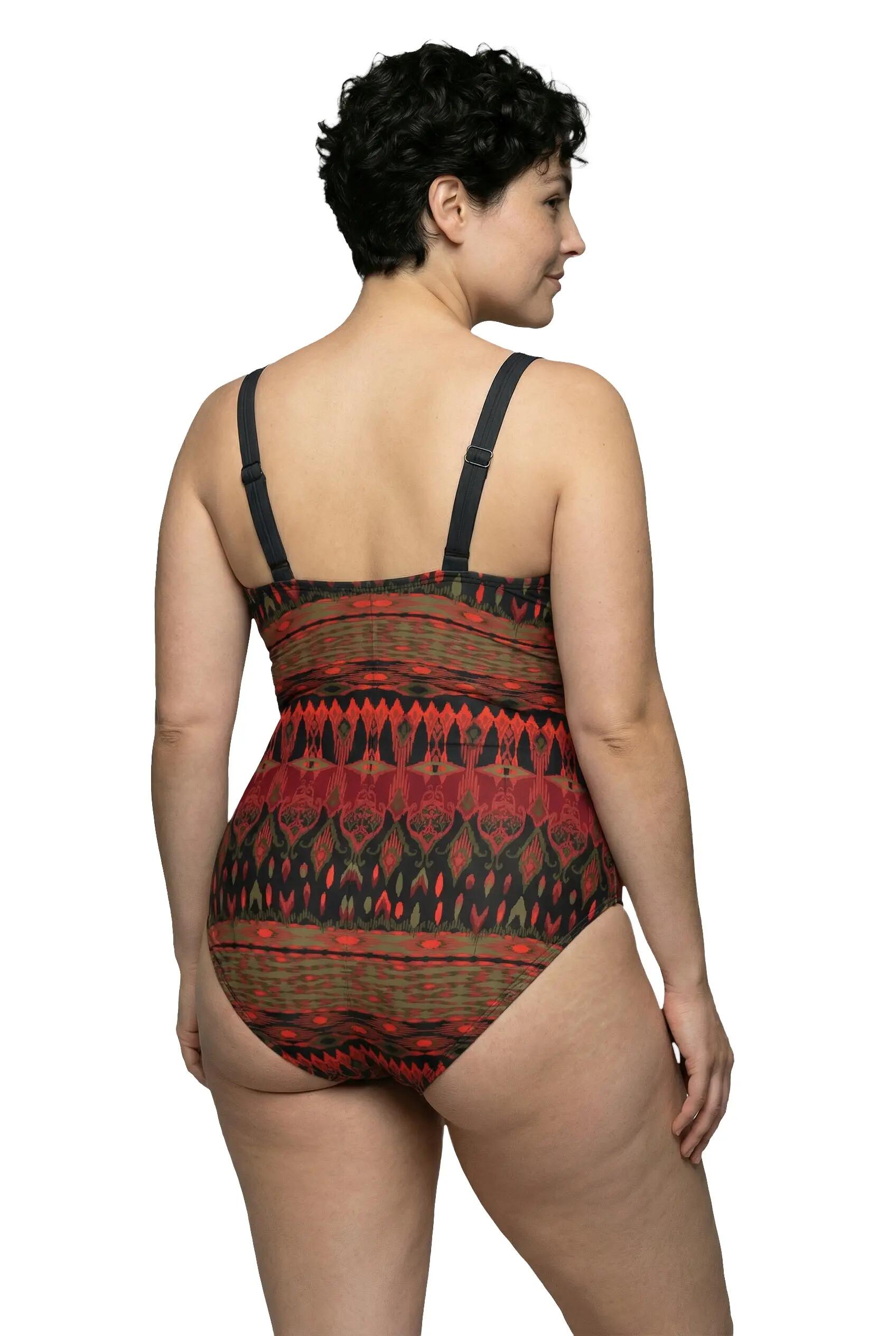 Dames Badpak vetersluiting zachte cups gerecycled 2/13