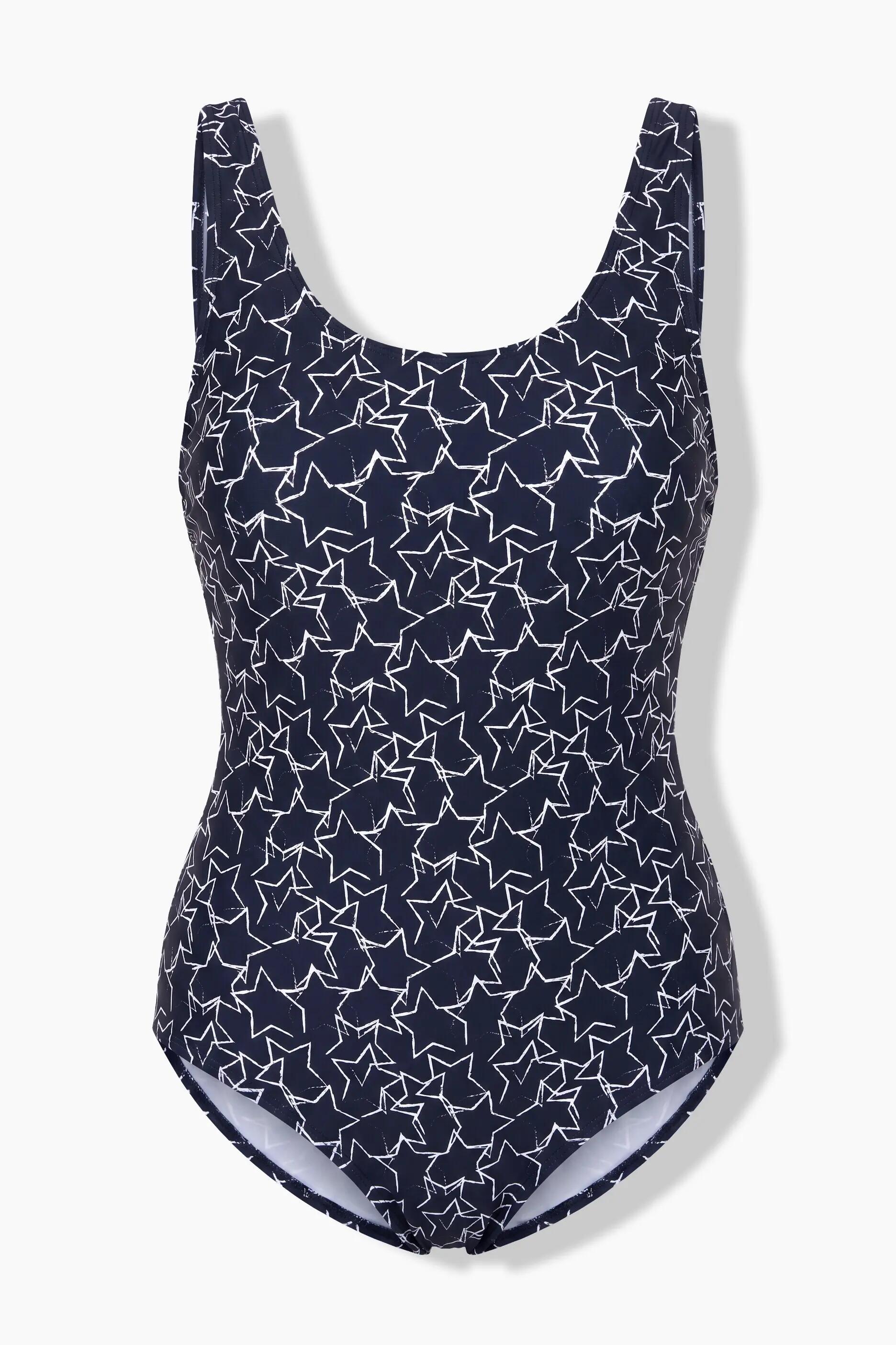Damen Badeanzug Sterne ohne Softcups Rundhals 12/13
