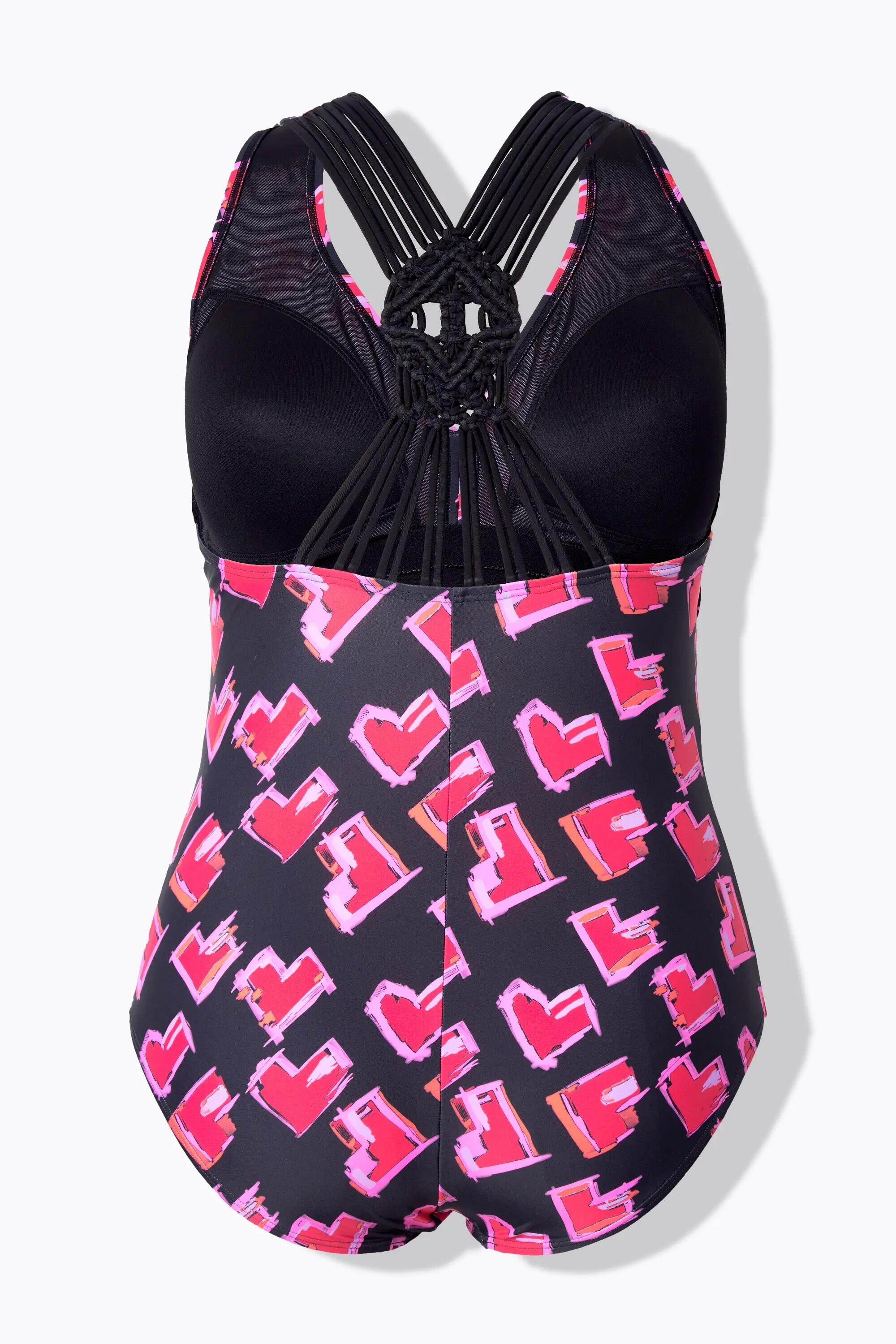 Dames Badpak harten macramé bandjes zachte cups gerecycled 4/13