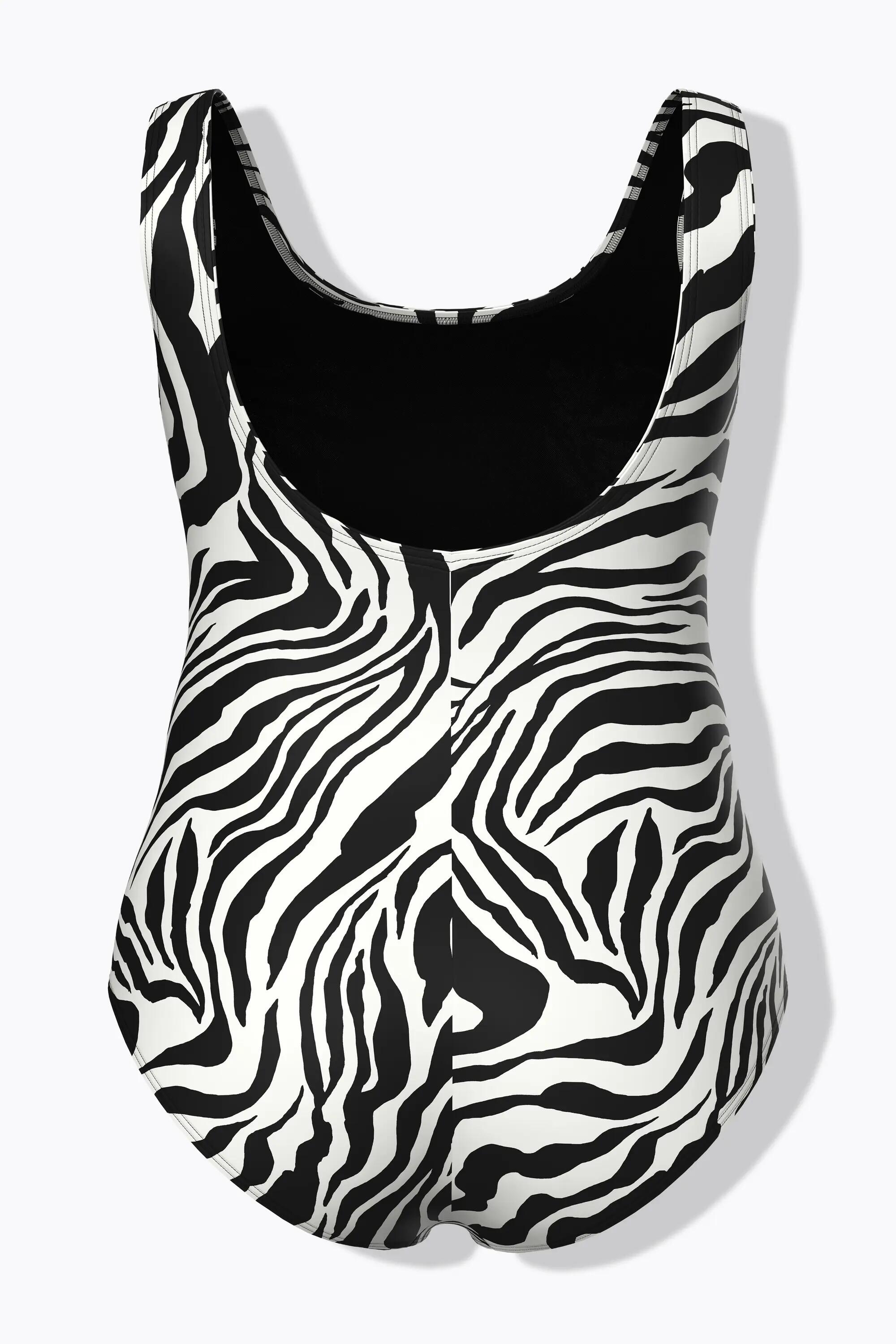 Damen Badeanzug Tigermuster ohne Softcups Rundhals 13/13