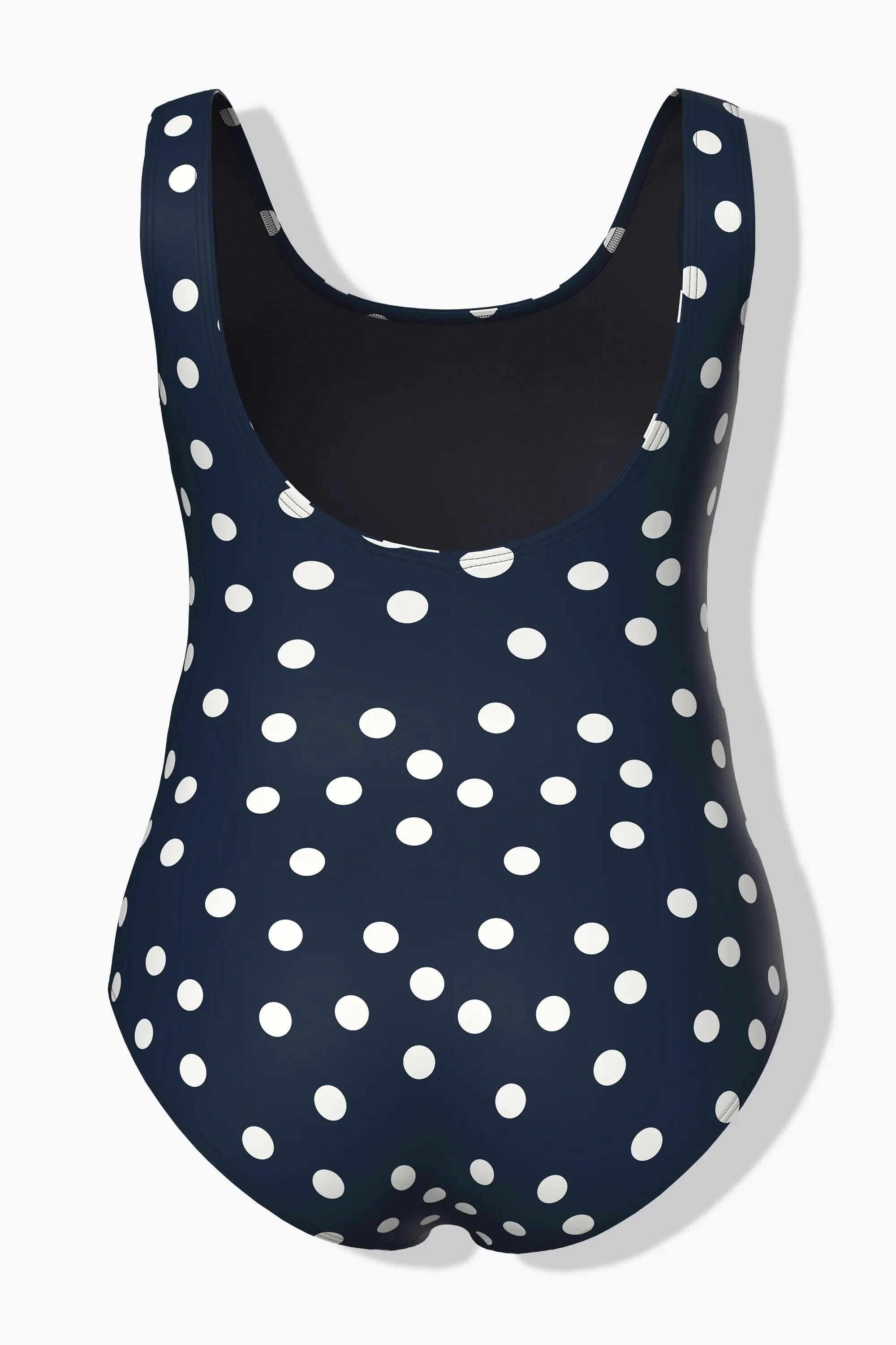 Damen Badeanzug Punkte ohne Softcups Rundhals 13/13