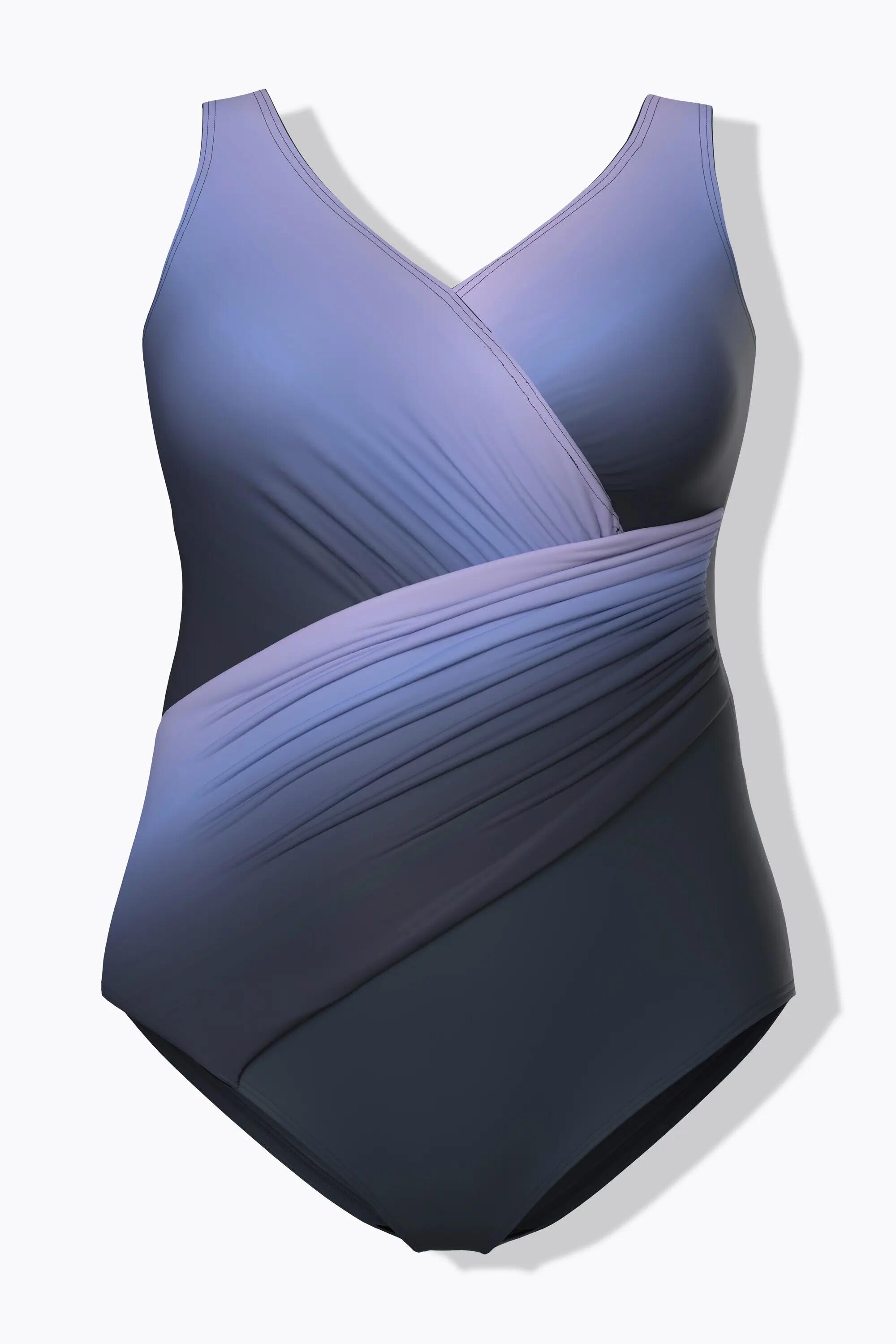 Femme Maillot de bain avec dégradé de couleurs drapé et bonnets souples 12/13