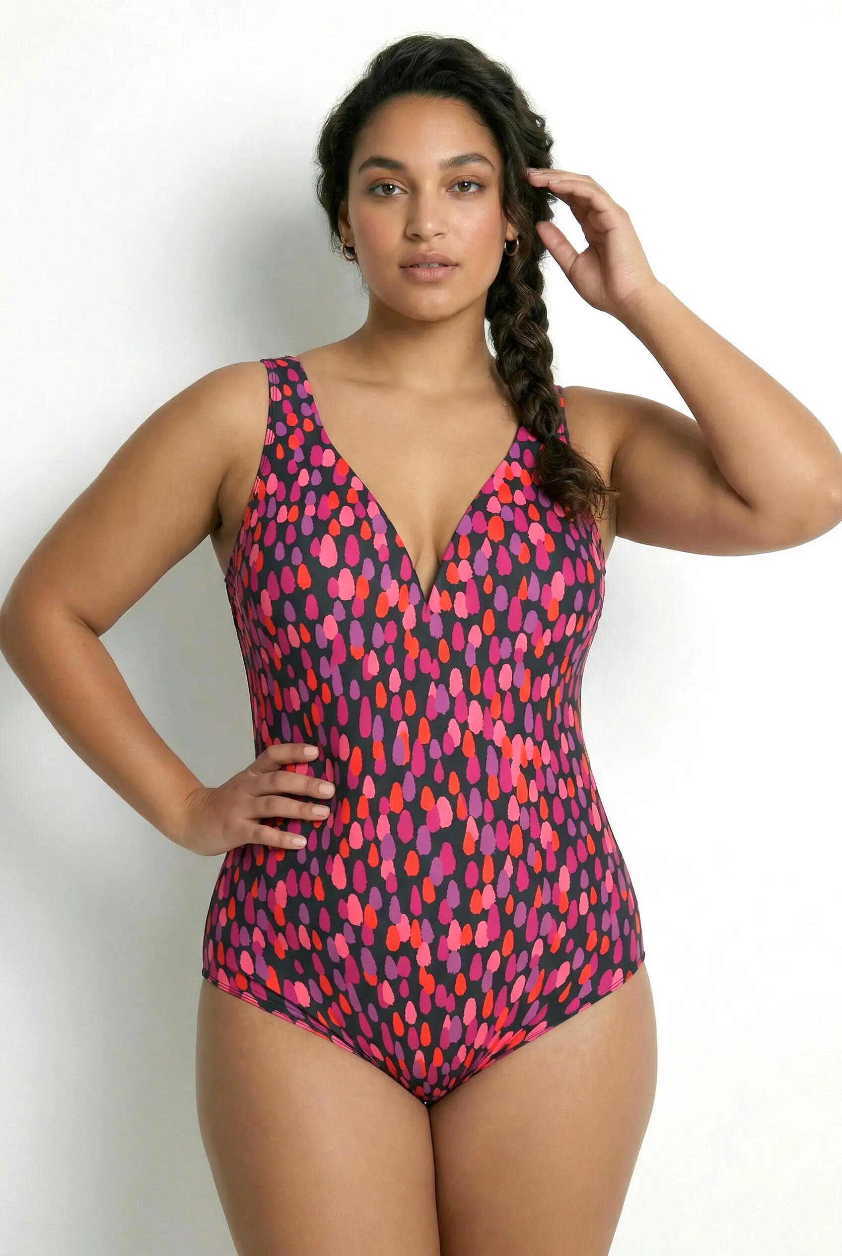 Damen Badeanzug Punkte Softcups recycelt 12/13
