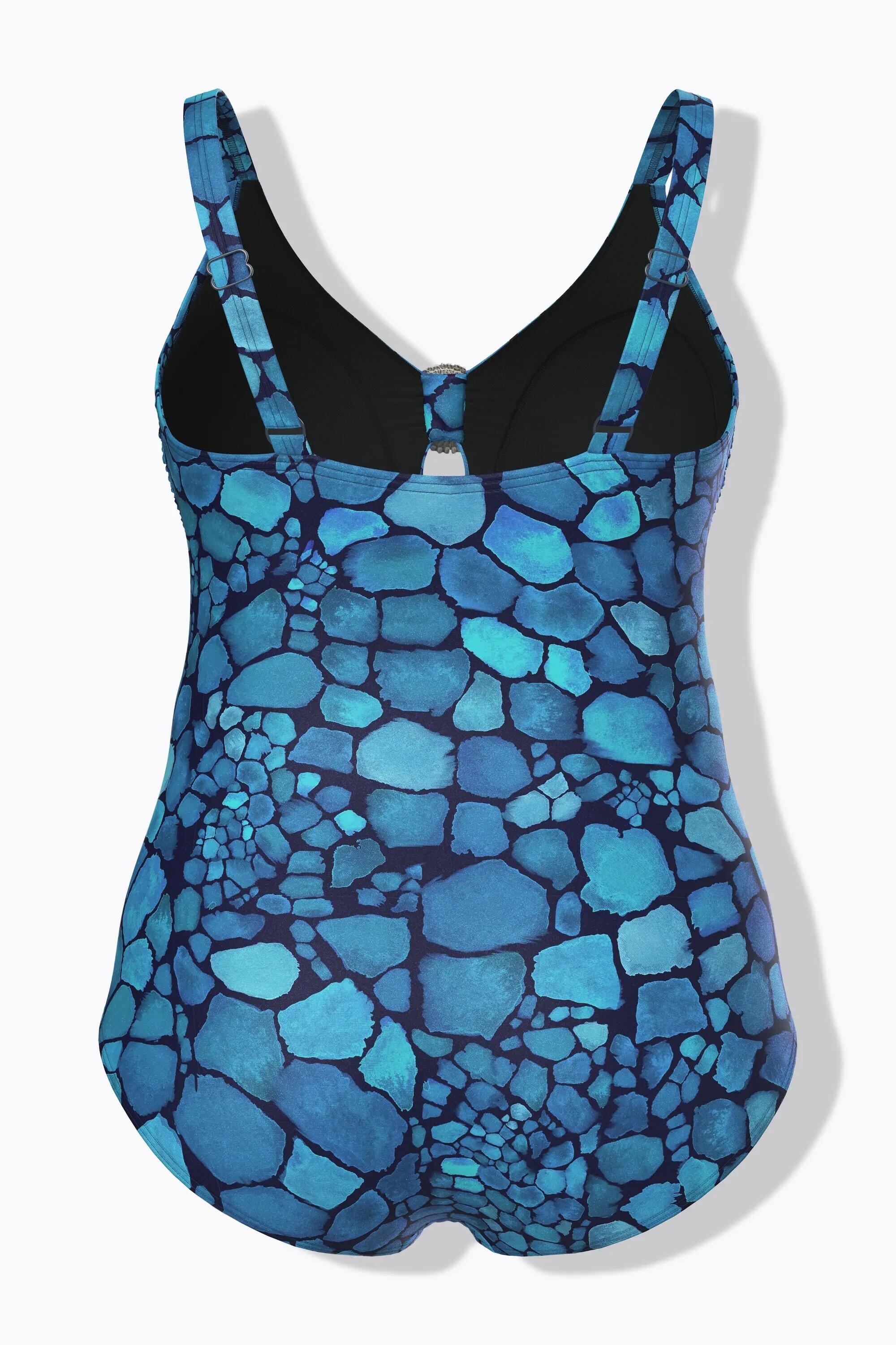 Dames Badpak waterpatroon zachte cups sierring gerecycled 2/13