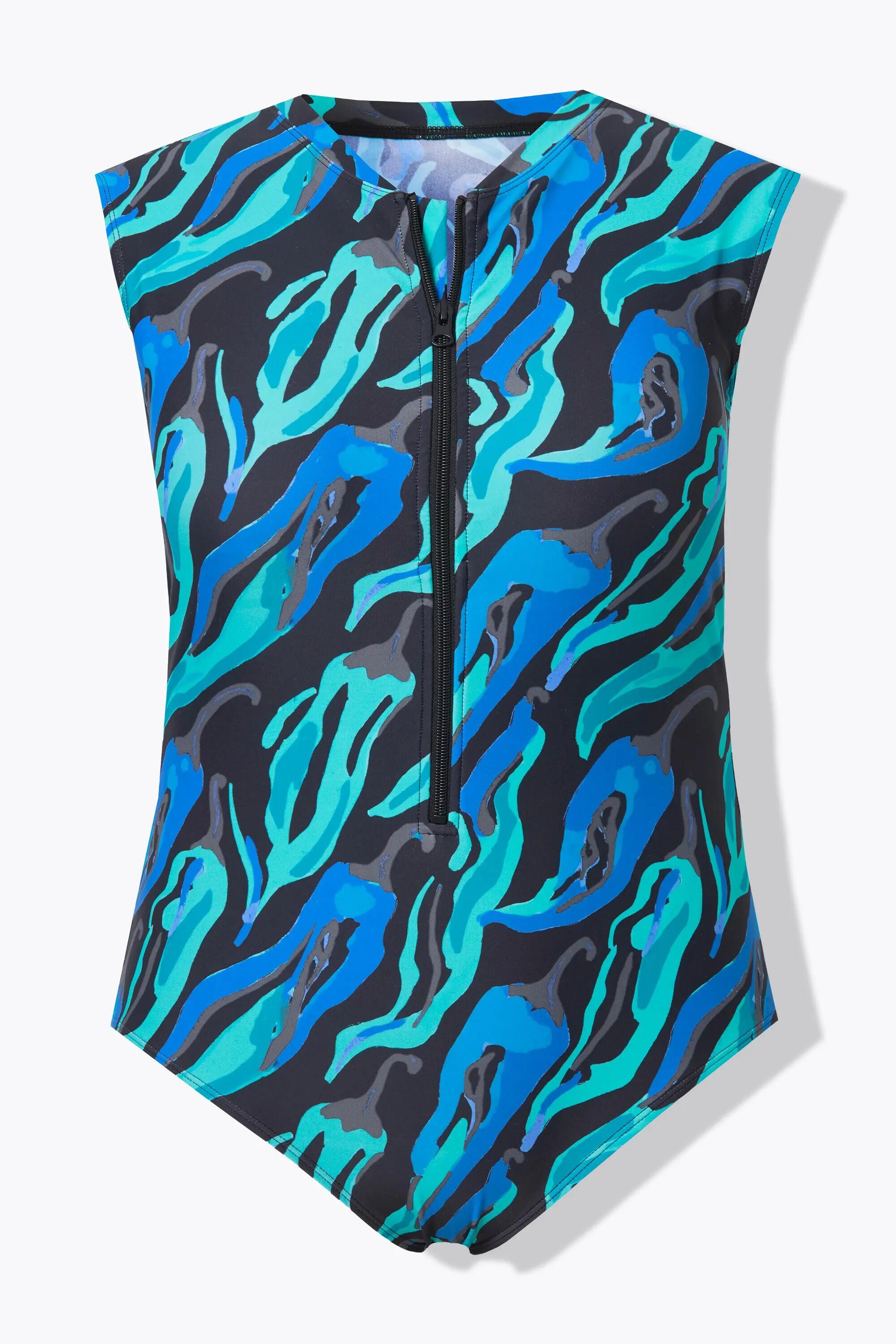 Femme Maillot de bain sans bonnets souples motif piments et fermeture zippée 11/13