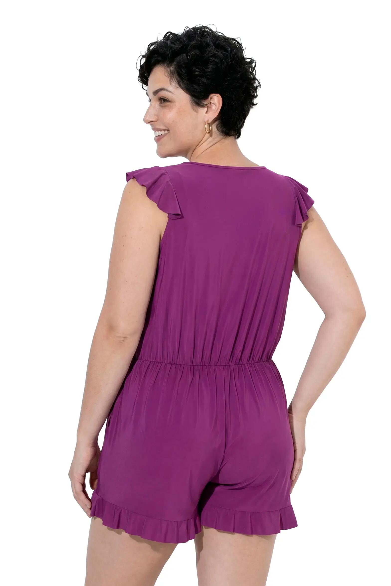 Damen Badekleid Shorts Softcups Flügelärmel recycelt 8/14