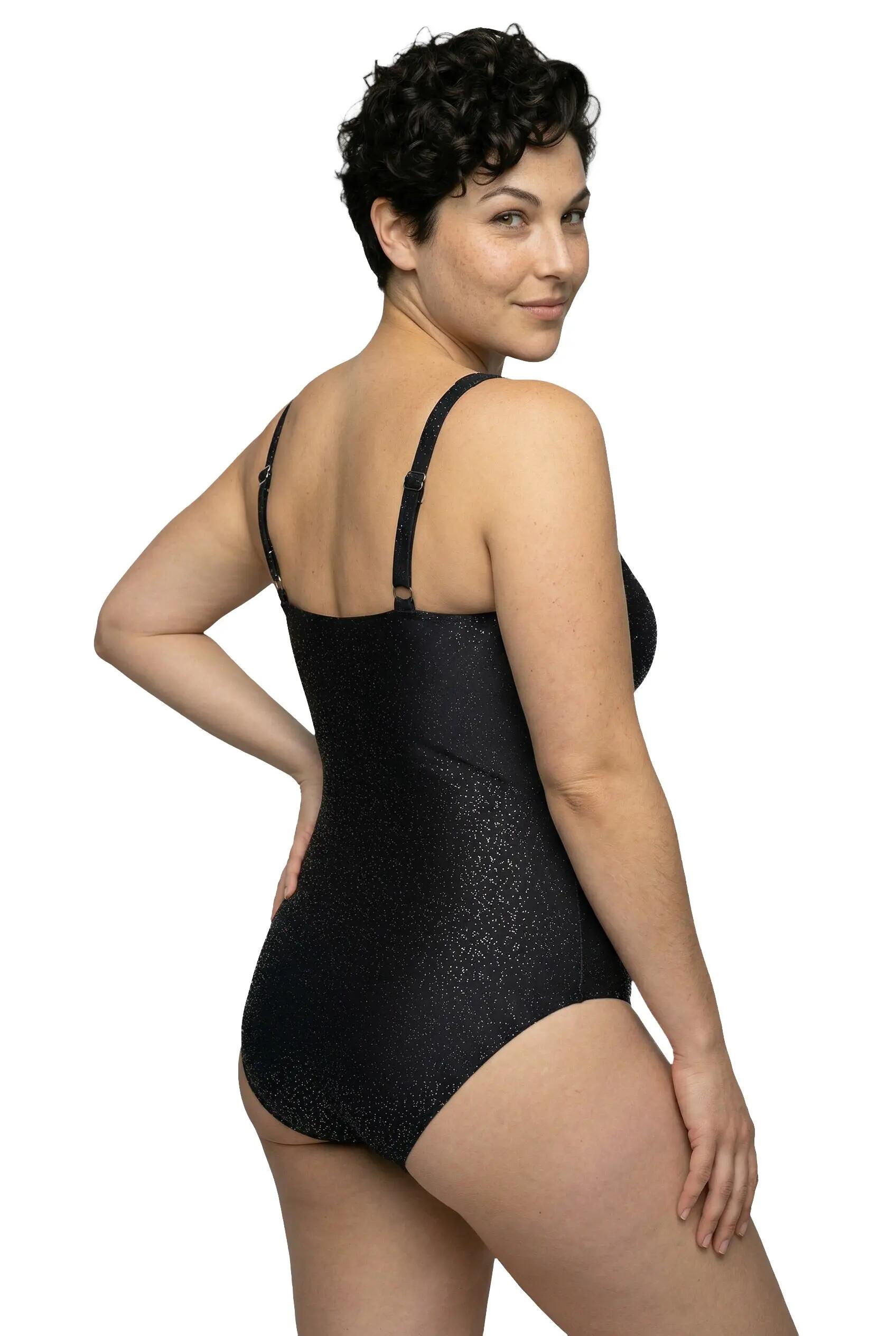 Damen Badeanzug Metallic-Effekt Softcups Träger verstellbar 3/13