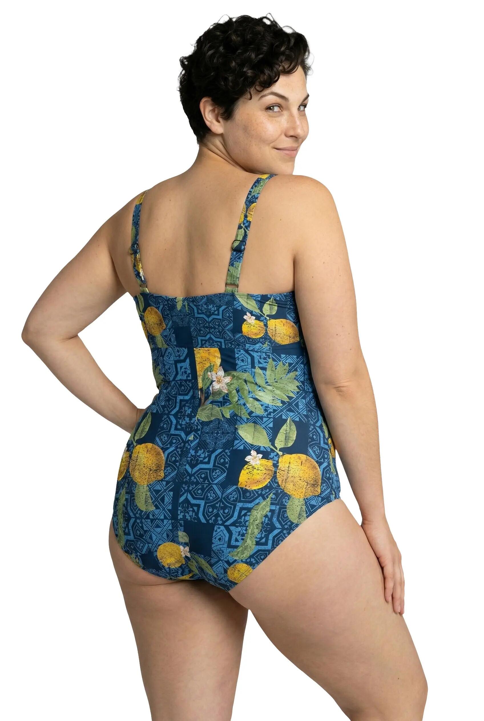 Femme Maillot de bain motif citrons bonnets souples et ruban à nouer 2/13