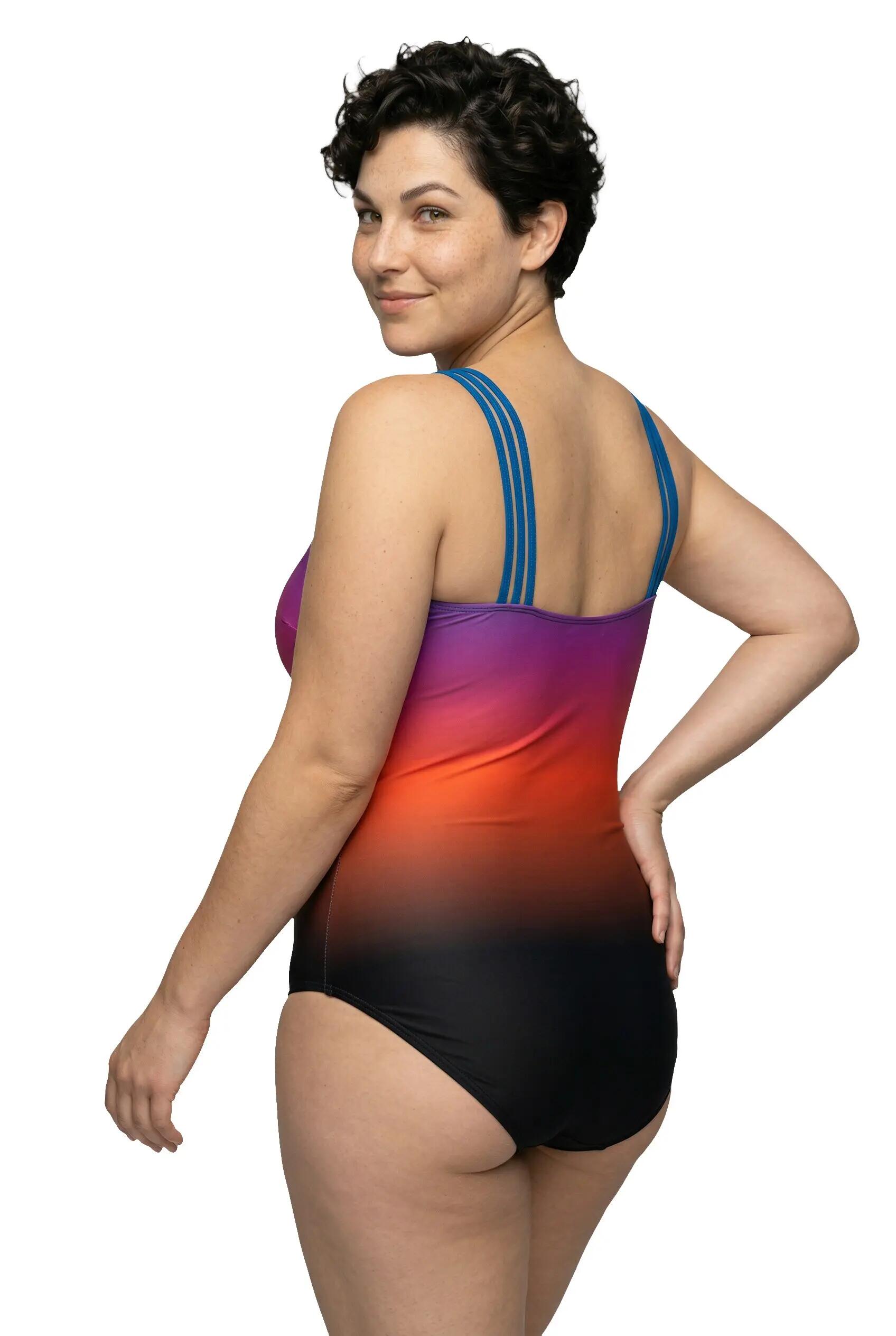 Femme Maillot de bain avec bonnets souples dégradé de couleurs bretelles triples 2/13
