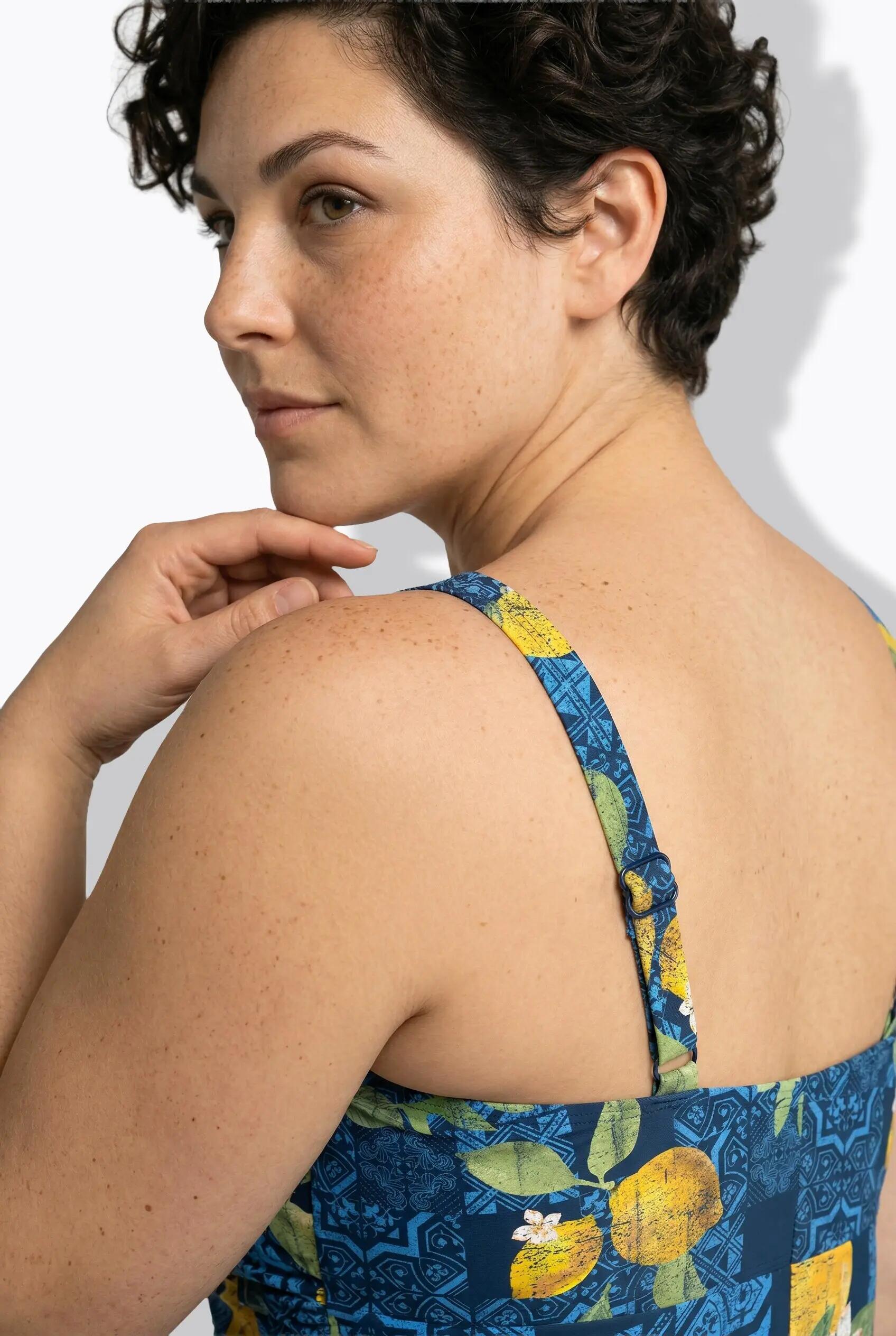 Femme Maillot de bain motif citrons bonnets souples et ruban à nouer 10/13