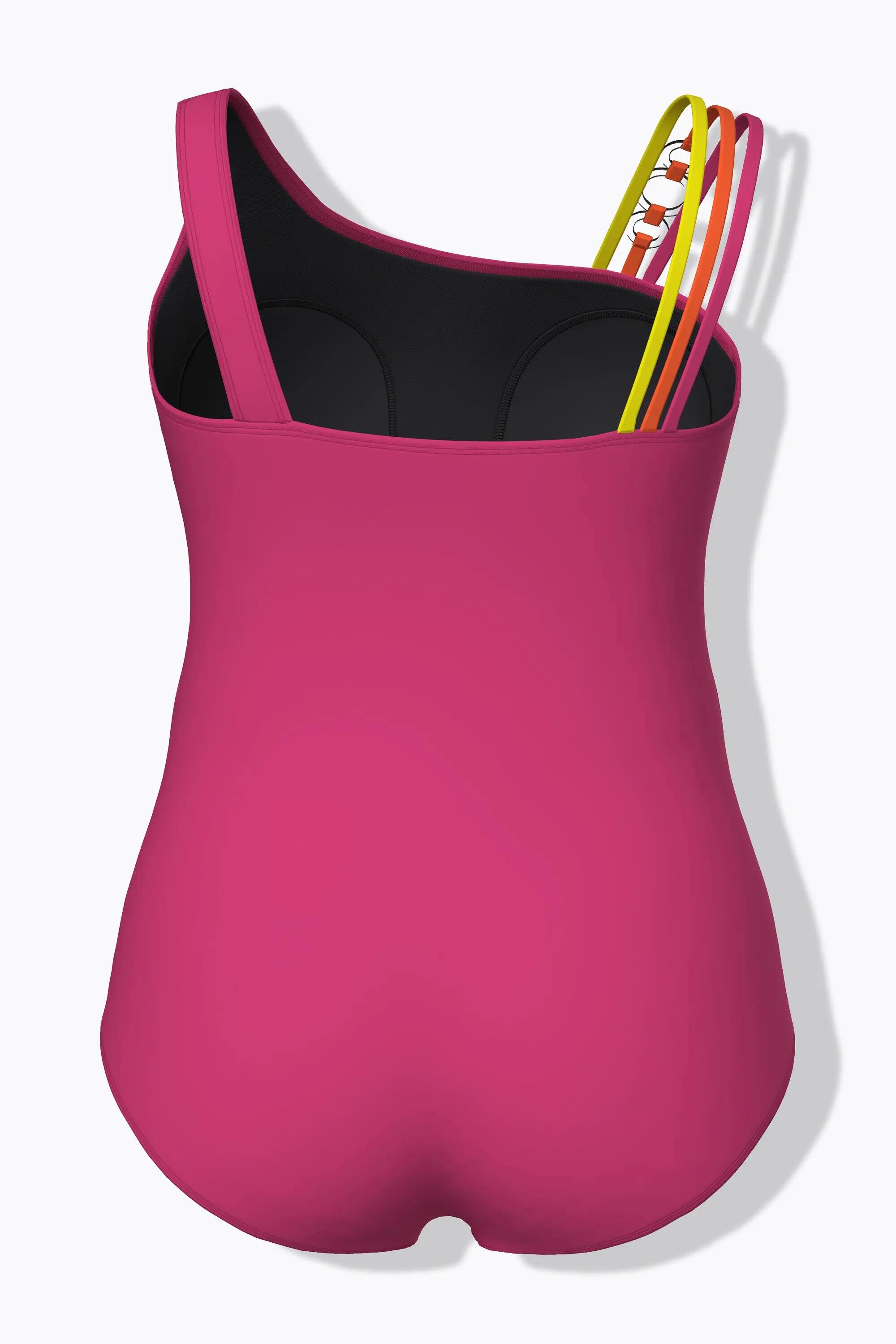 Dames Badpak palmen zachte cups 3-delige schouderbandjes gerecycled 7/13