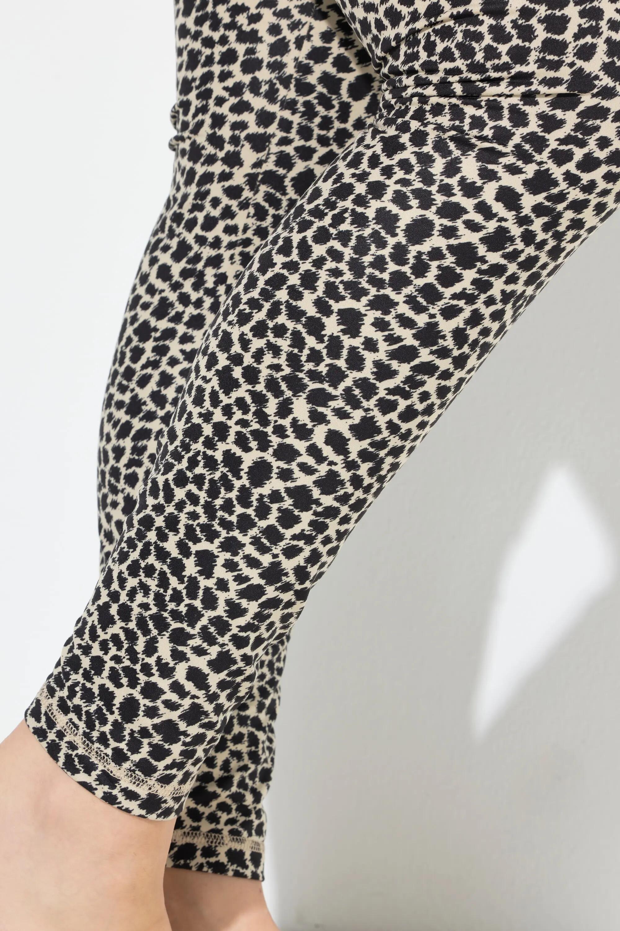 Damen Ski-Funktionsleggings Leomuster schmales Bein recycelt 9/11