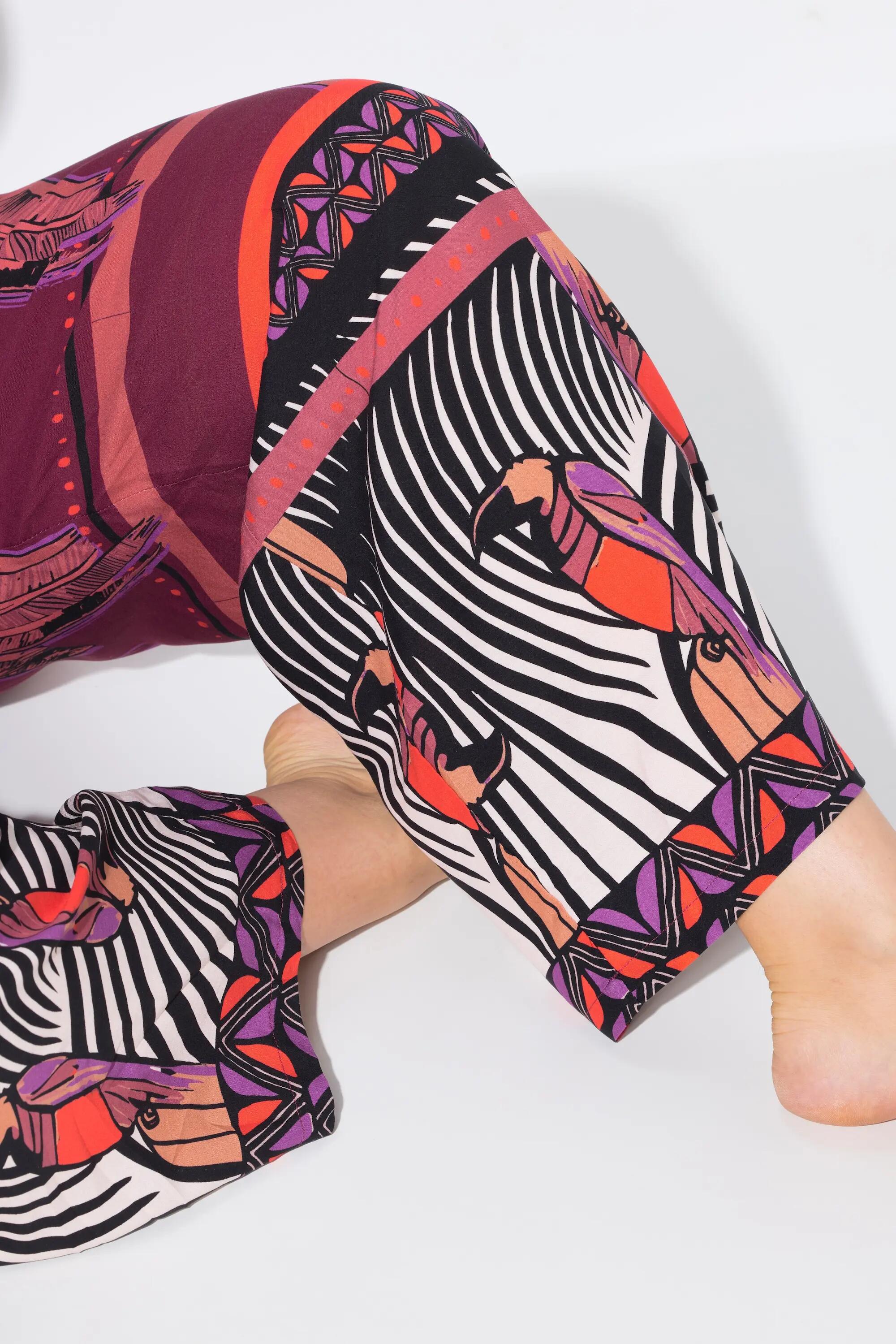 Dames Wijde broek palmen wijde pijpen elastische tailleband 10/13