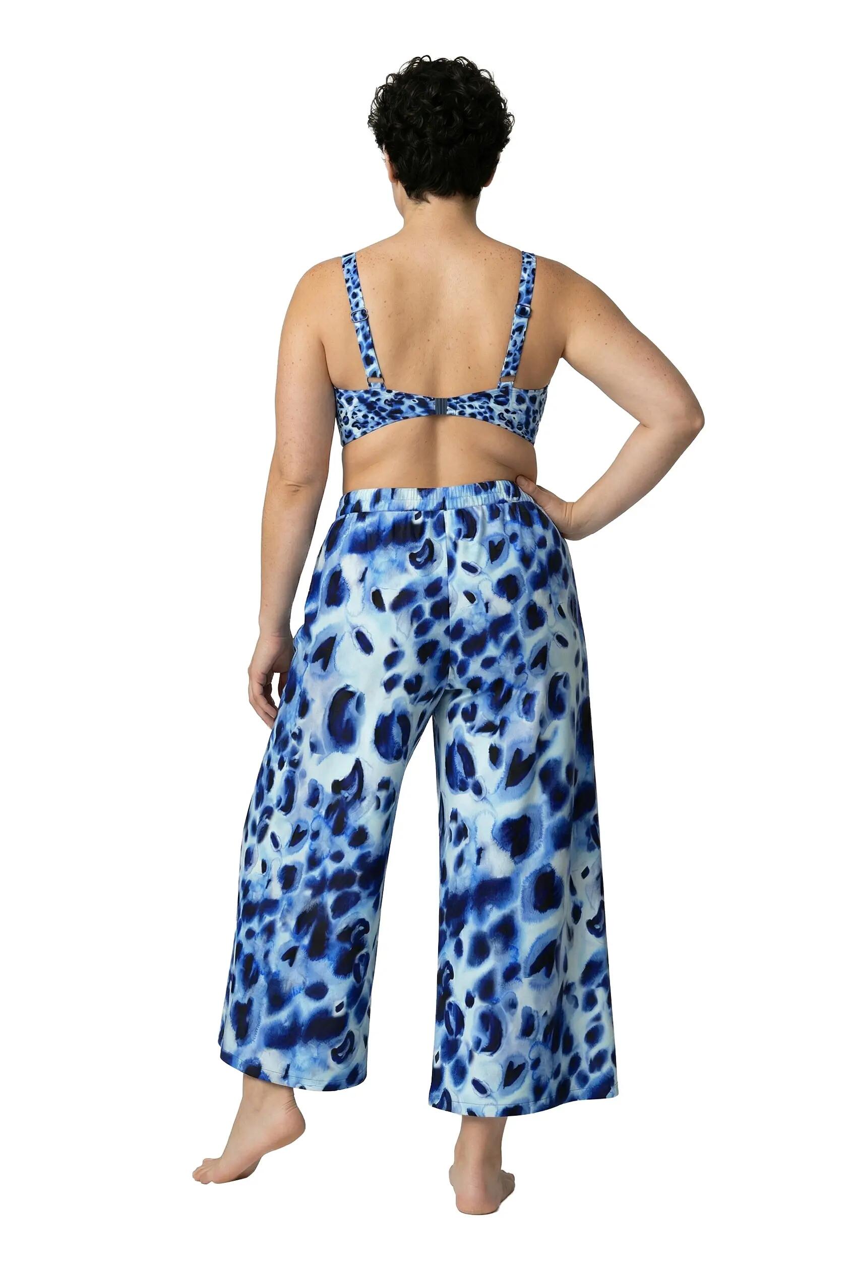 Femme Pantalon palazzo jambe large et taille élastique motif animal 2/13