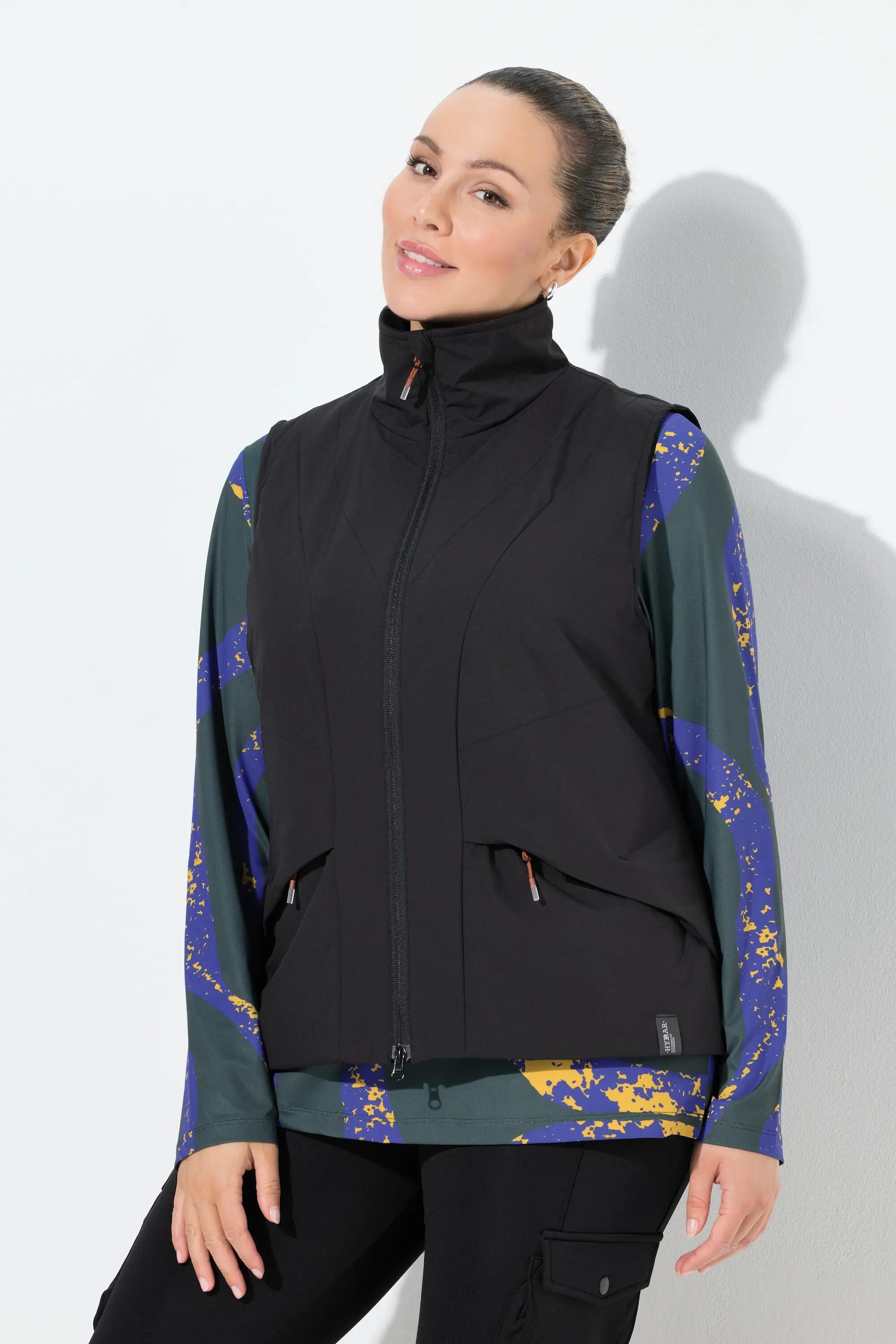 Dames Functionele doorgestikte bodywarmer waterdicht reflector opstaande kraag 2/13