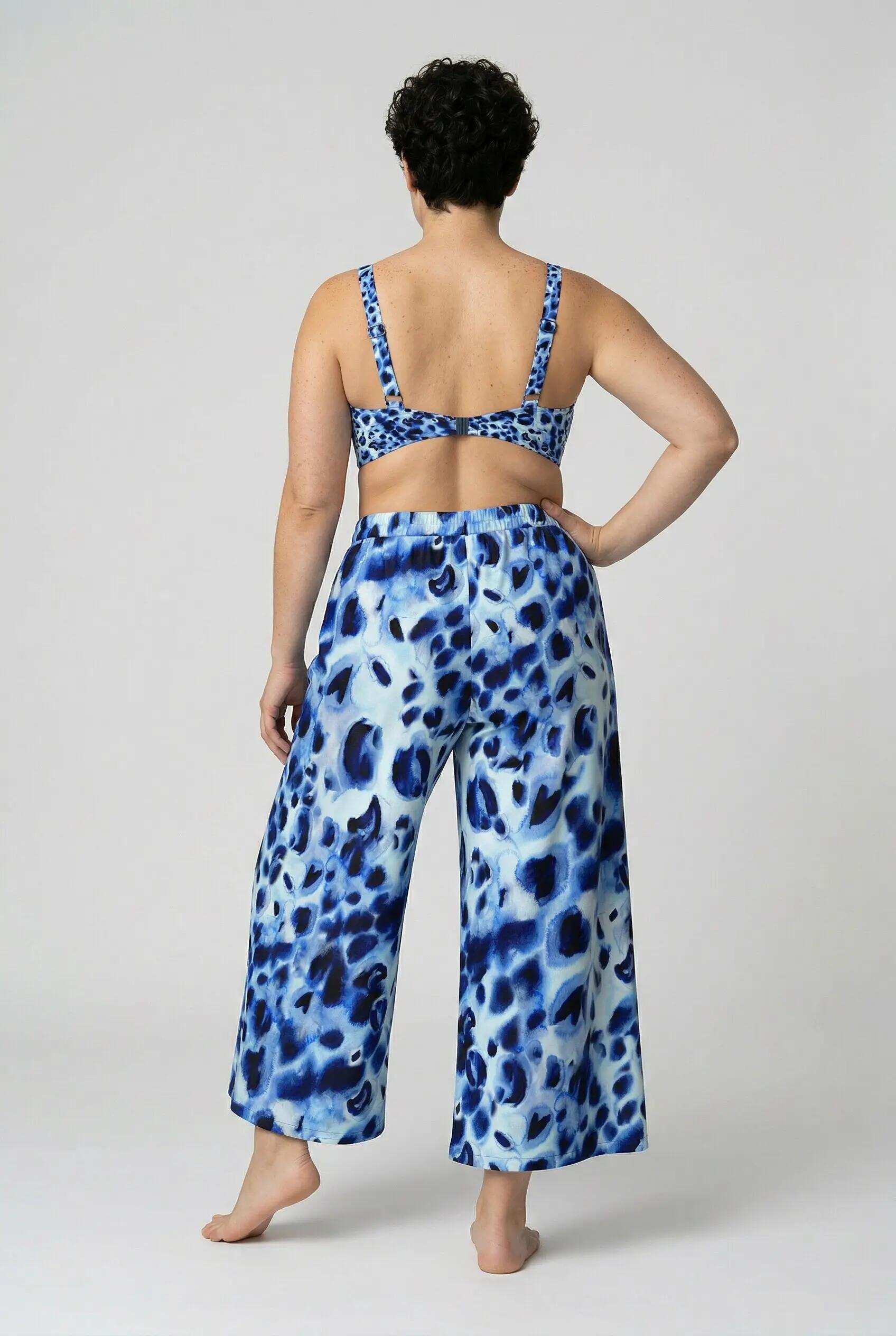 Femme Pantalon palazzo jambe large et taille élastique motif animal 8/13