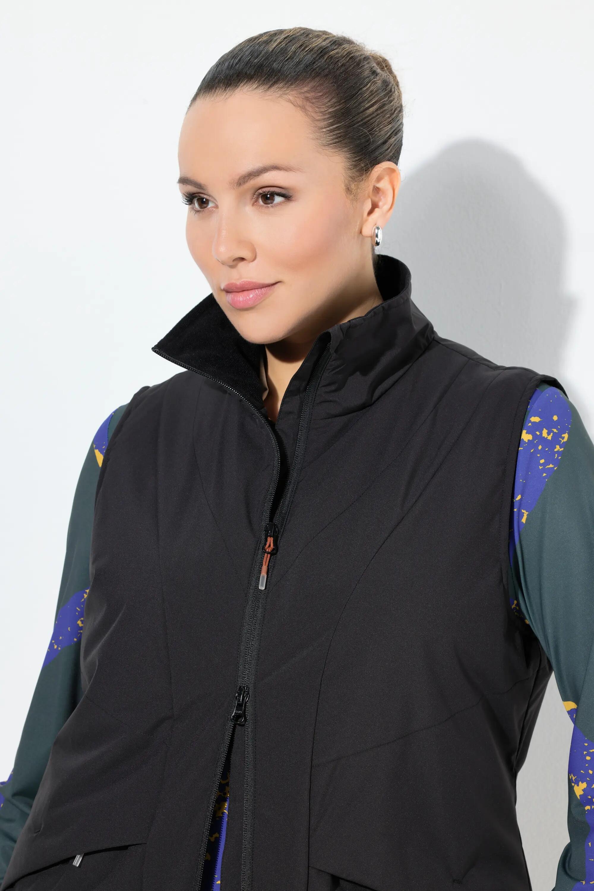 Dames Functionele doorgestikte bodywarmer waterdicht reflector opstaande kraag 11/13