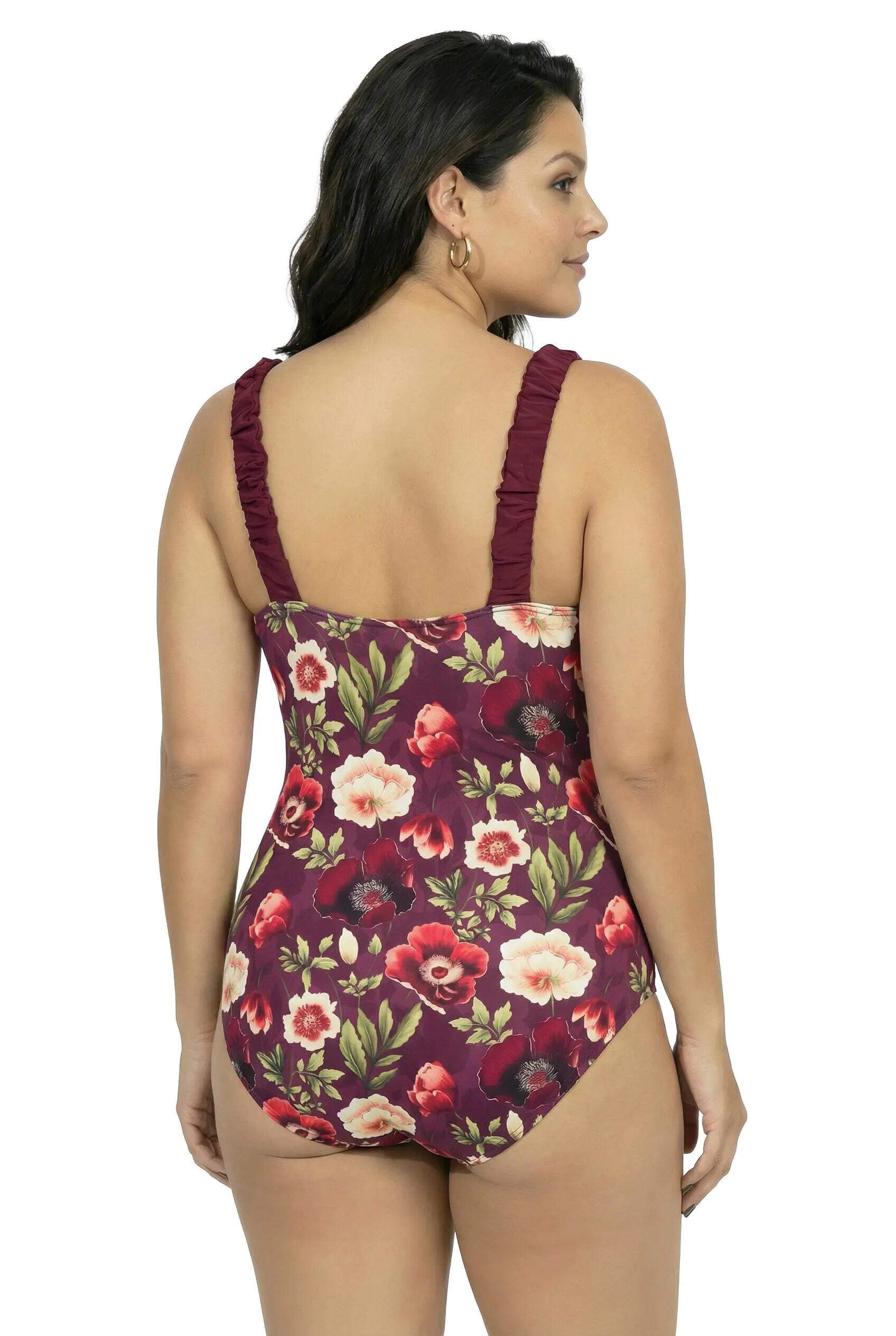 Damen Badeanzug Blüten Softcups Scrunchträger recycelt 2/13