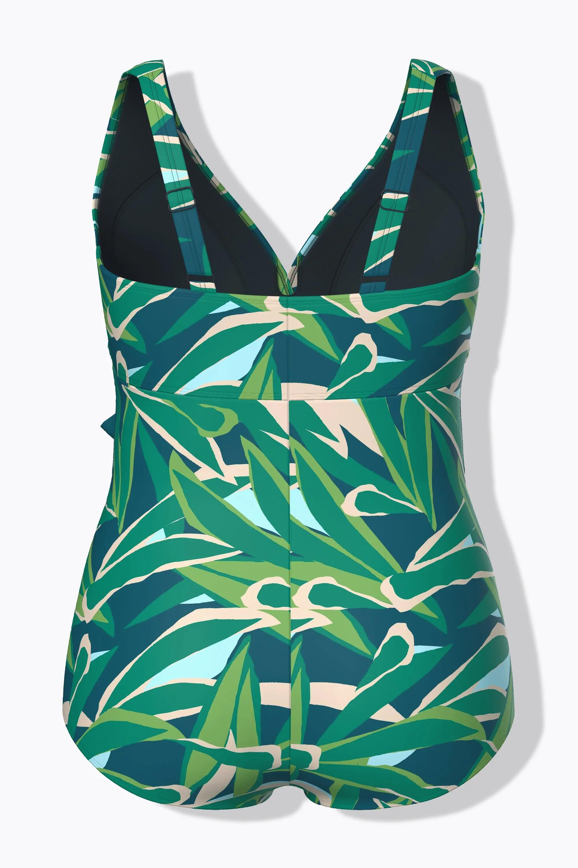 Femme Maillot de bain avec bonnets souples motif feuilles et nœud fantaisie 3/13