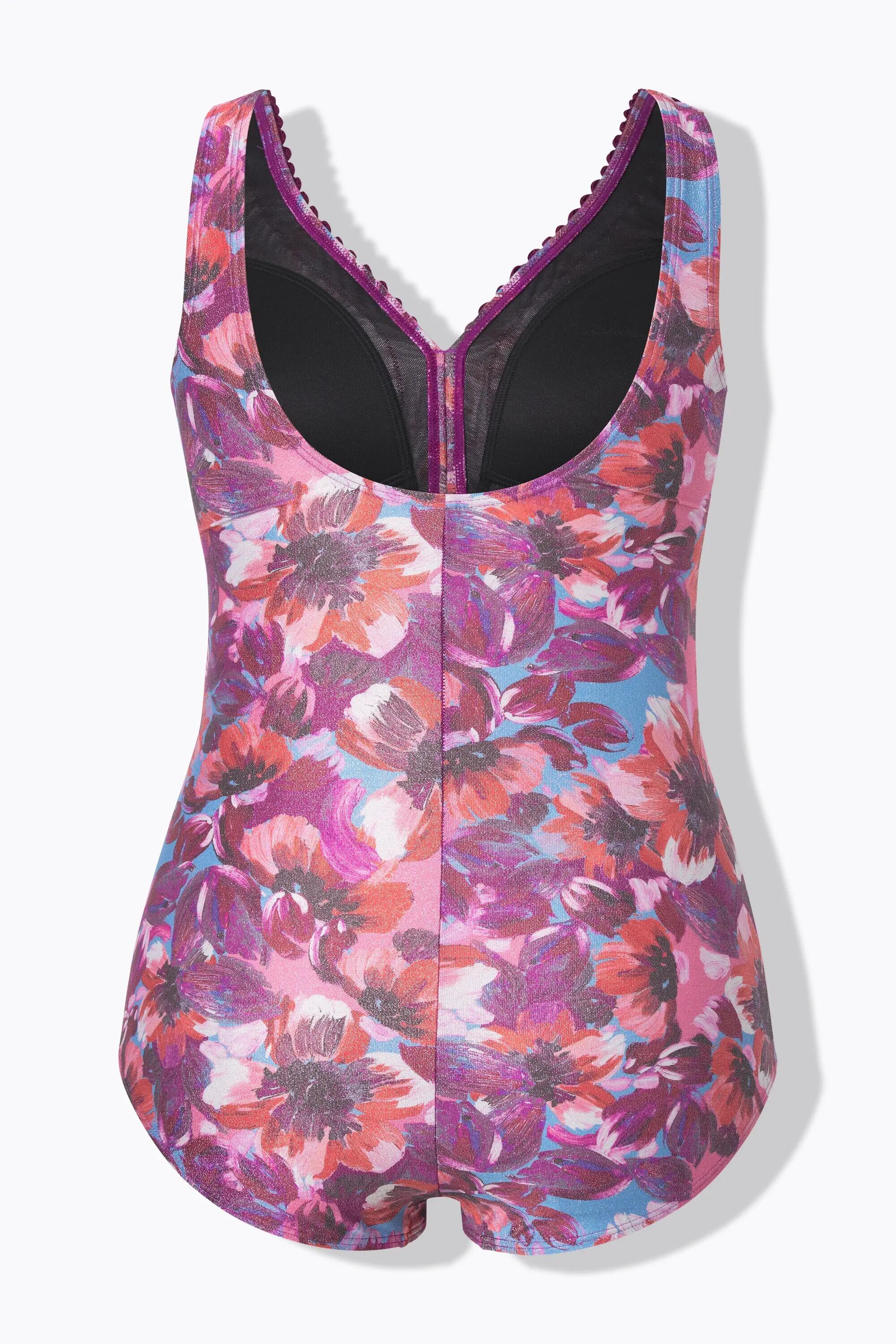 Dames Badpak glinsterende bloemen zachte cups gerecycled 2/13